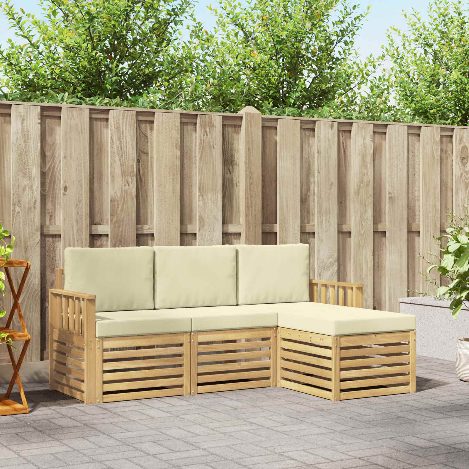 vidaXL Sofa-Sets 4 pcs Naturel Massief Acaciahout