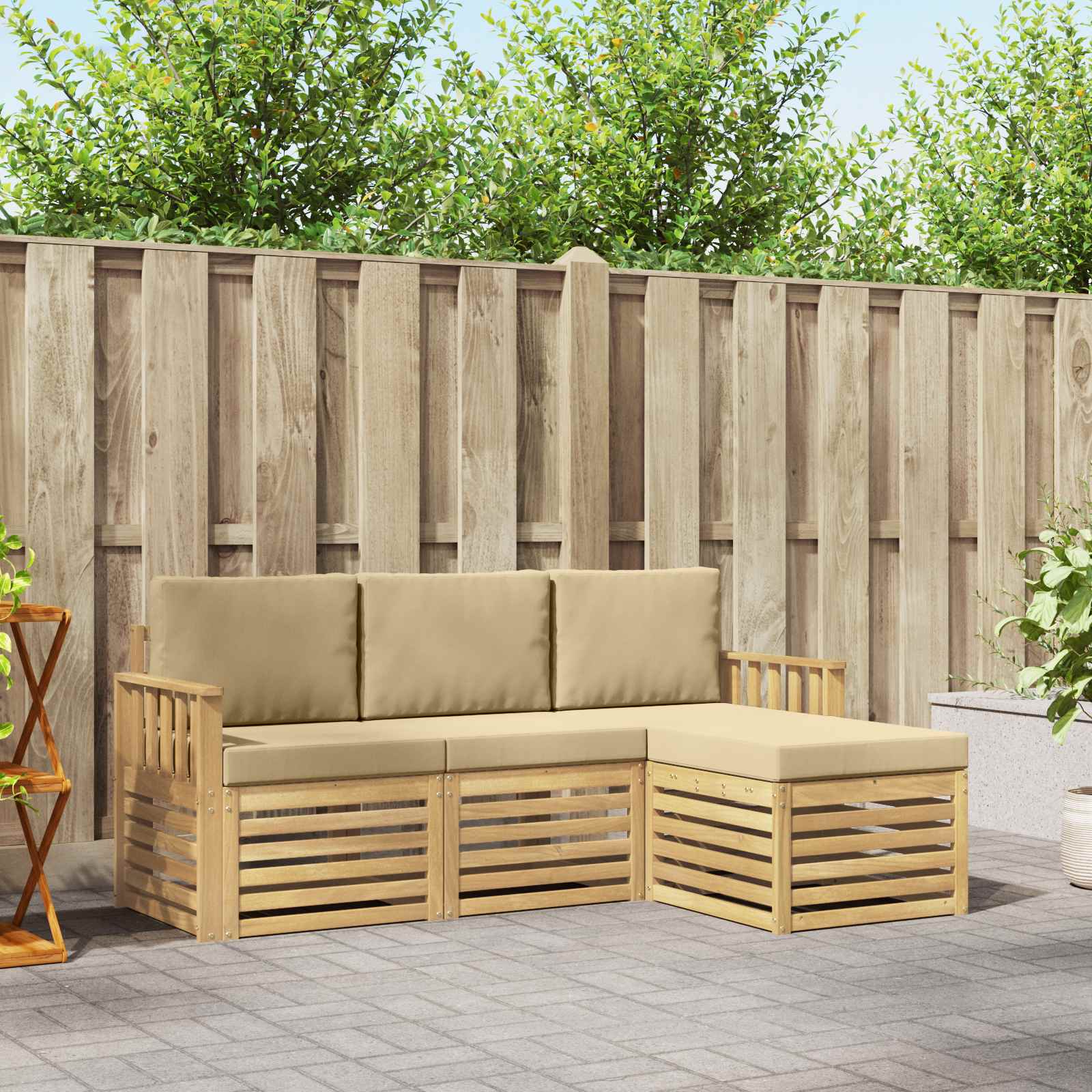 vidaXL Sofa-Sets 4 pcs Naturel Massief Acaciahout
