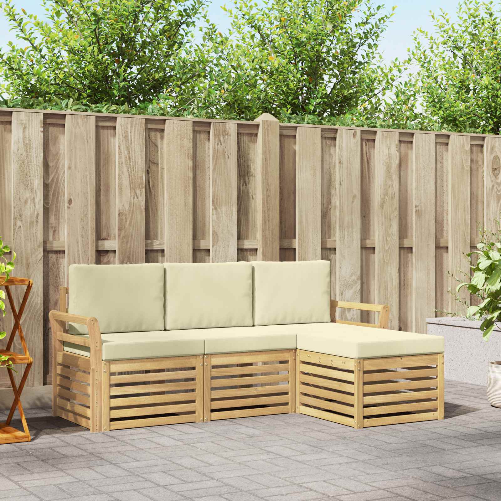 vidaXL Sofa-Sets 4 pcs Naturel Massief Acaciahout