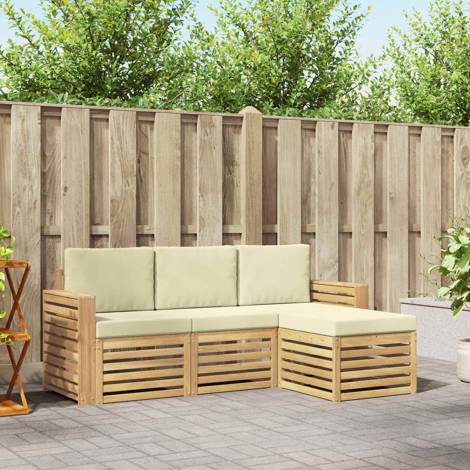 vidaXL Sofa-Sets 4 pcs Naturel Massief Acaciahout