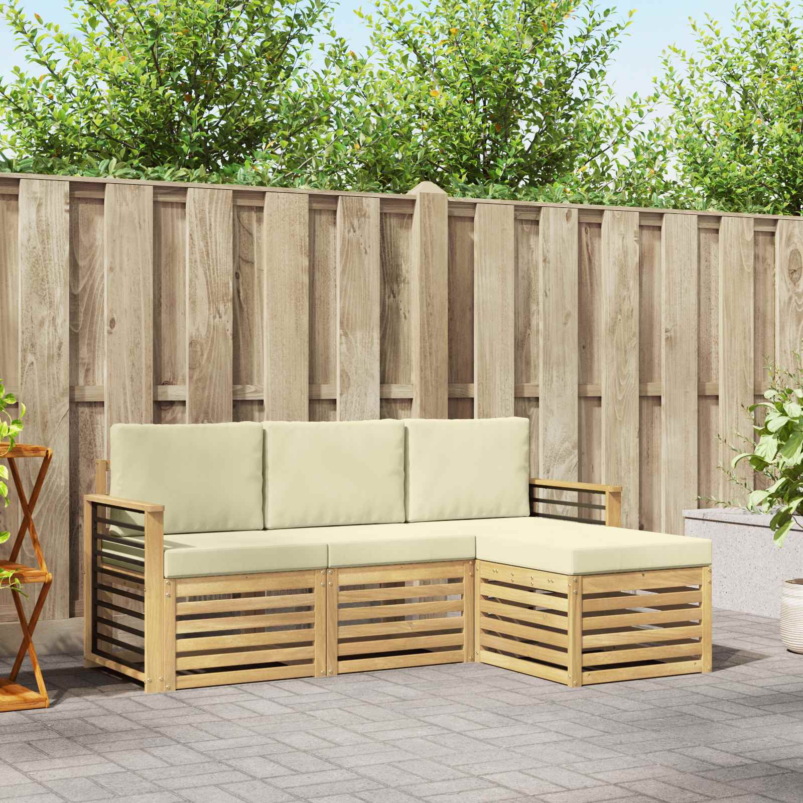 vidaXL Sofa-Sets 4 pcs Naturel Massief Acaciahout
