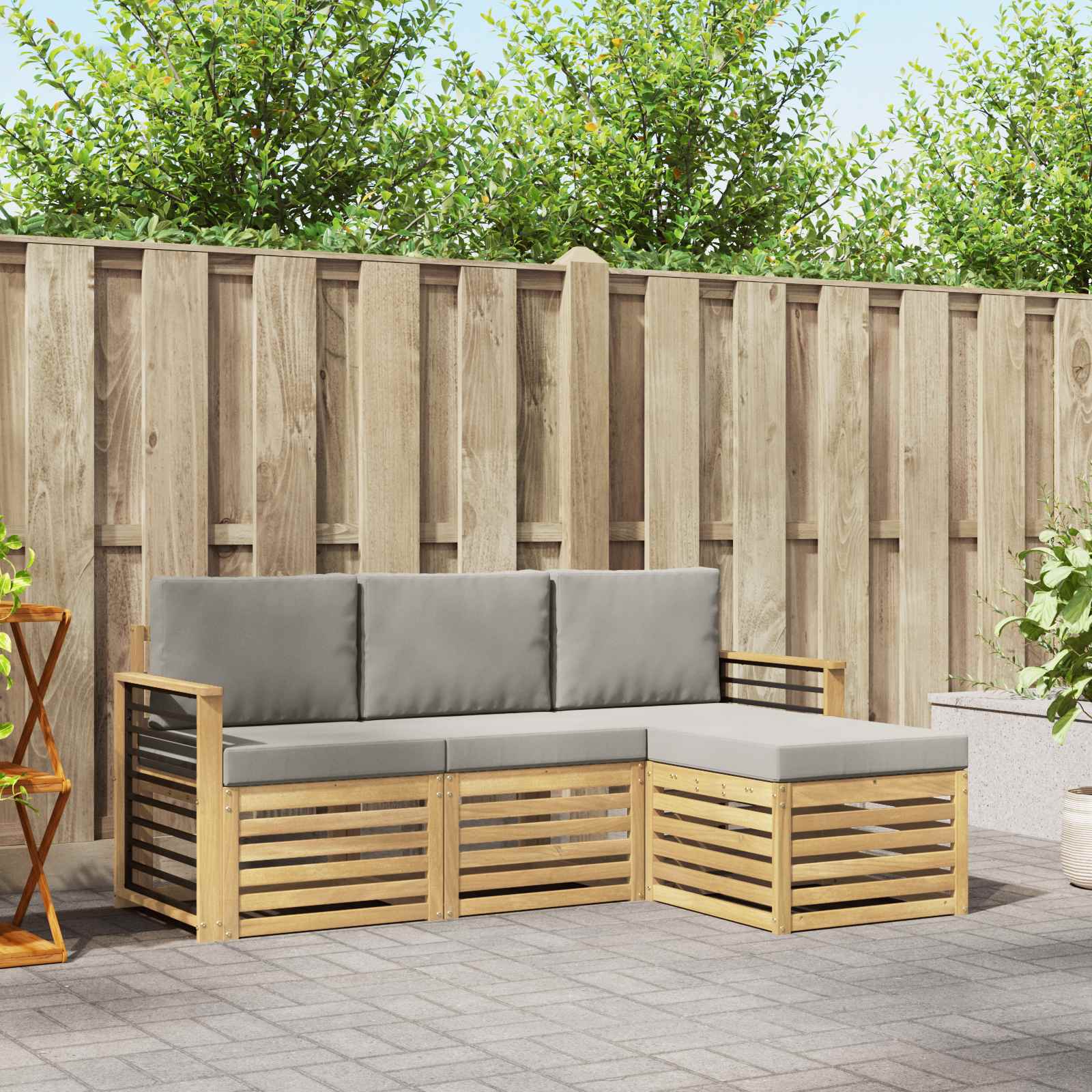 vidaXL Sofa-Sets 4 pcs Naturel Massief Acaciahout