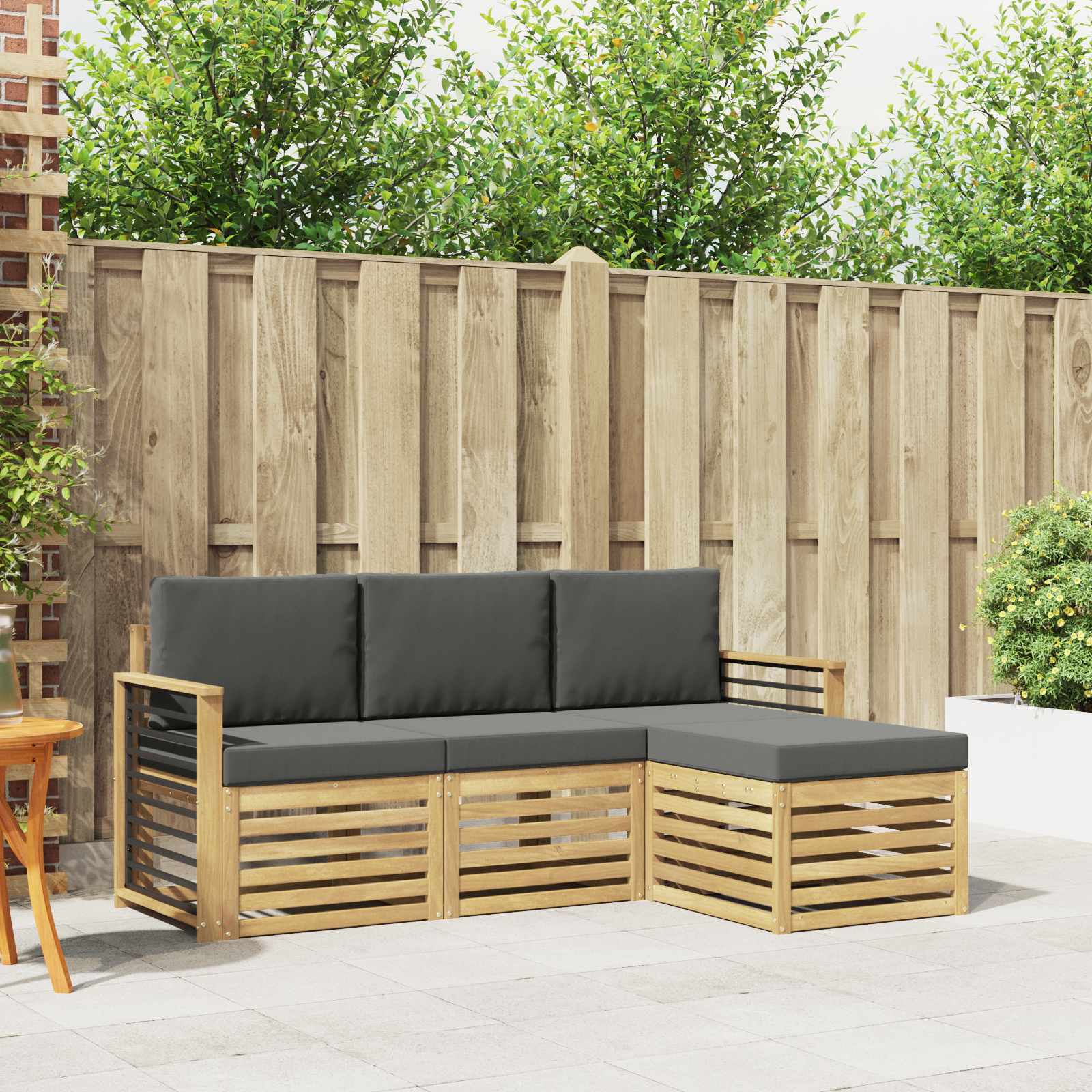 vidaXL Sofa-Sets 4 pcs Naturel Massief Acaciahout