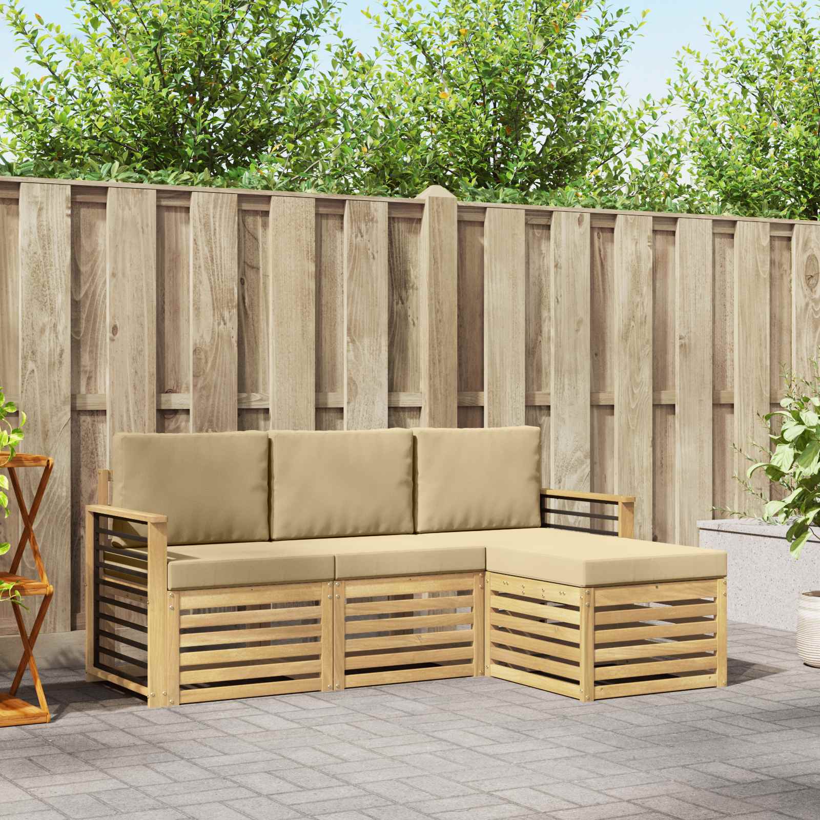 vidaXL Sofa-Sets 4 pcs Naturel Massief Acaciahout