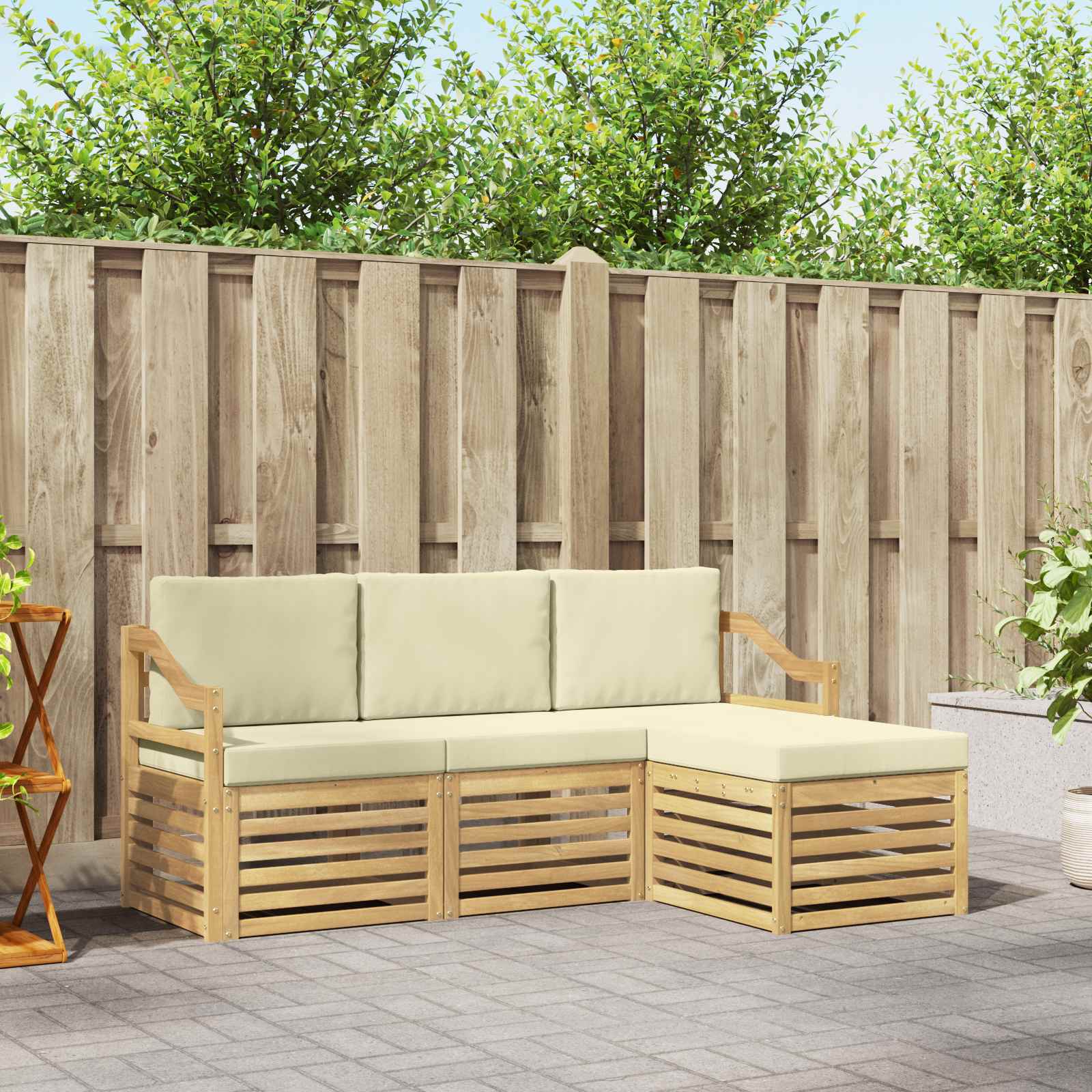 vidaXL Sofa-Sets 4 pcs Naturel Massief Acaciahout