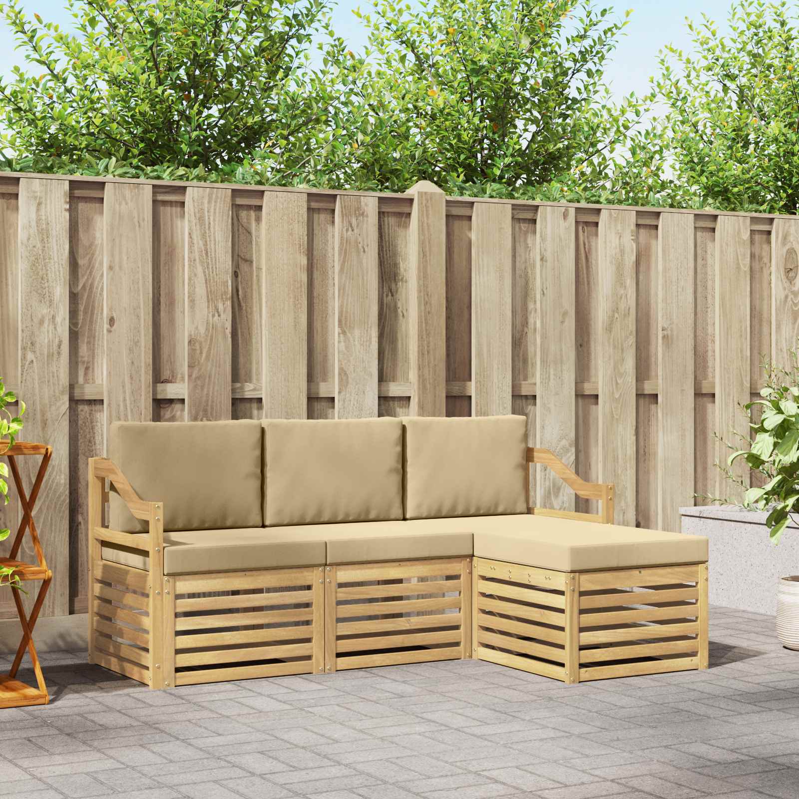 vidaXL Sofa-Sets 4 pcs Naturel Massief Acaciahout