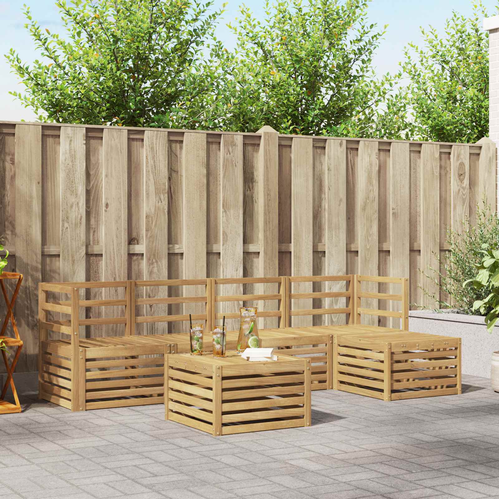 vidaXL Sofa-Sets 6 pcs Naturel Massief Acaciahout