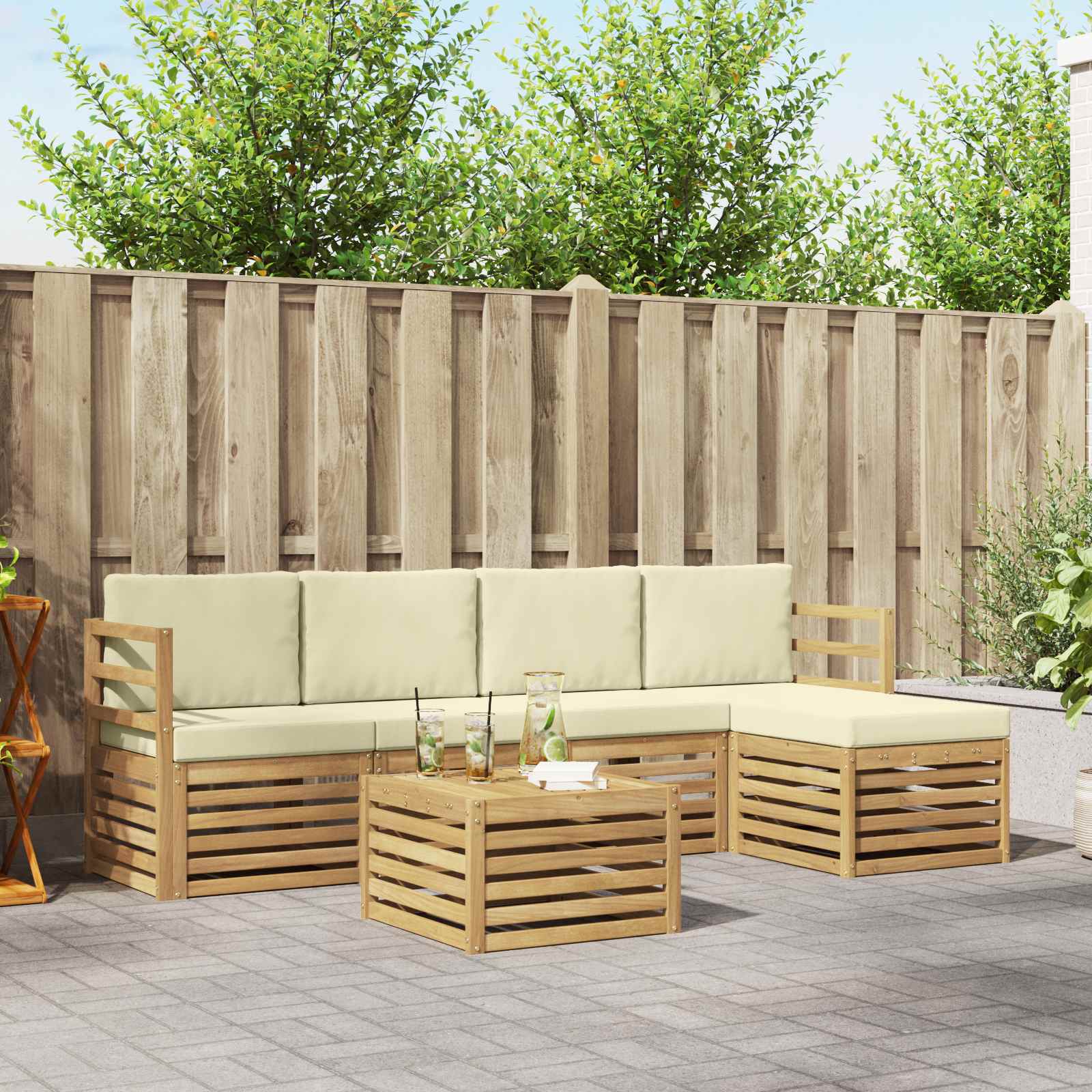 vidaXL Sofa-Sets 6 pcs Naturel Massief Acaciahout