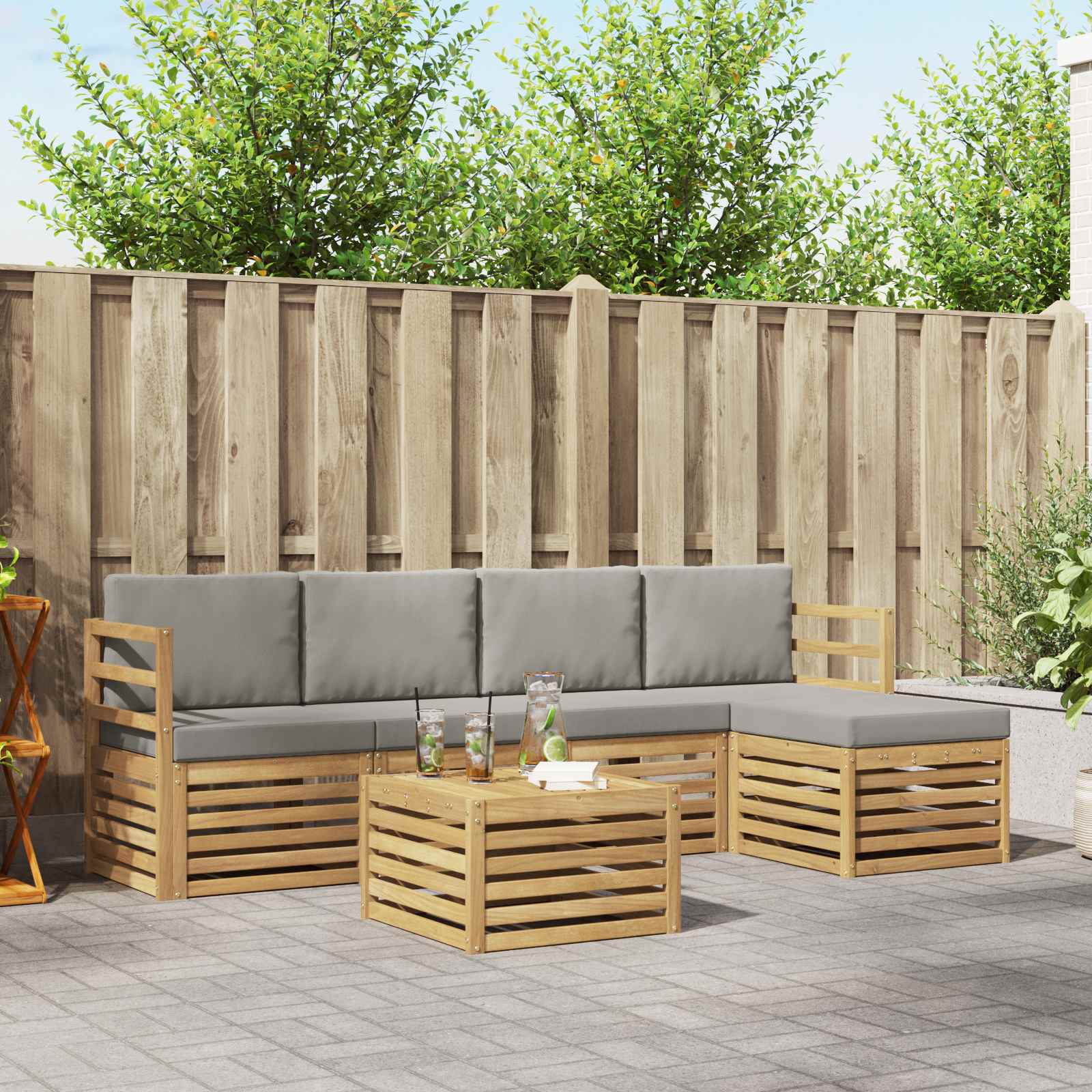 vidaXL Sofa-Sets 6 pcs Naturel Massief Acaciahout