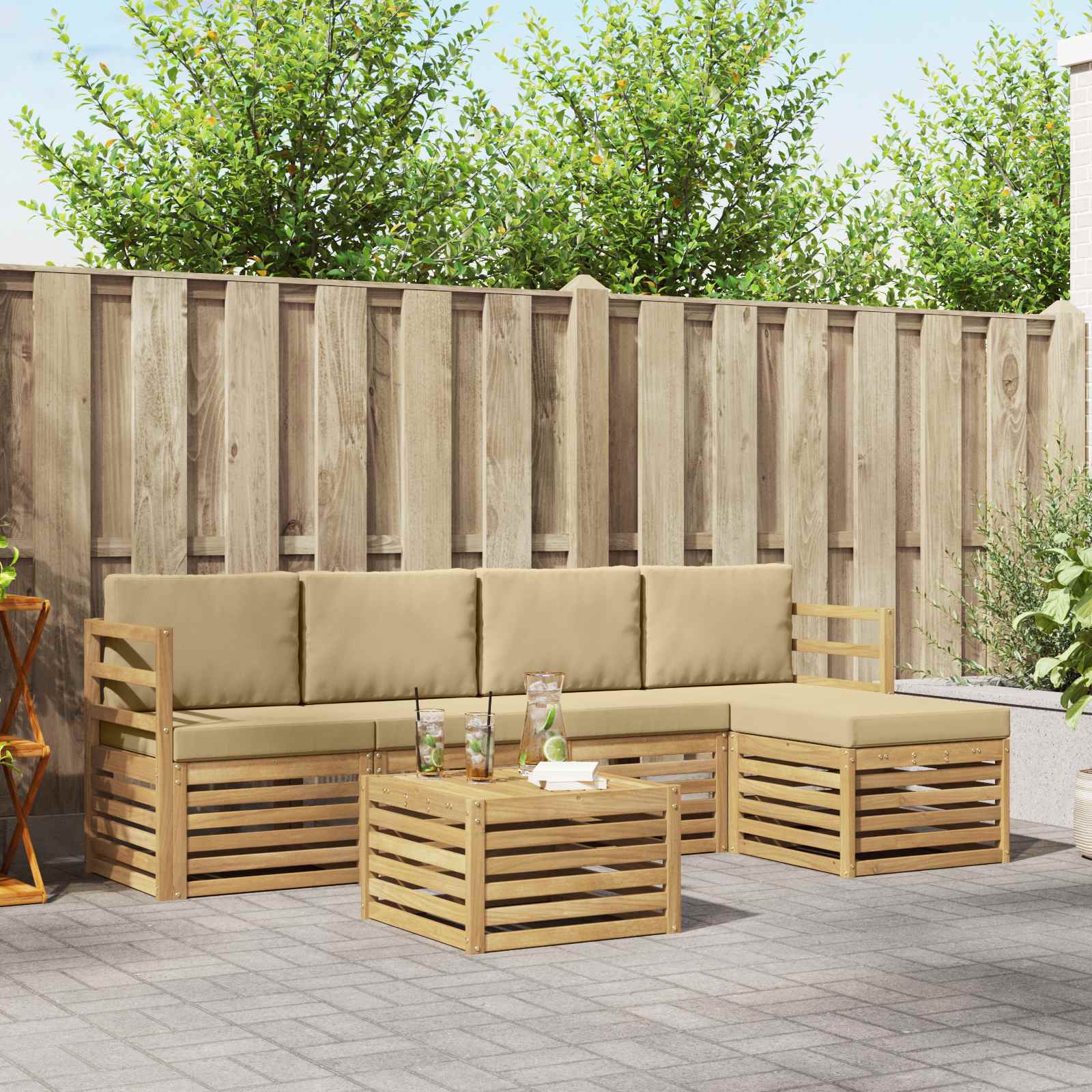 vidaXL Sofa-Sets 6 pcs Naturel Massief Acaciahout