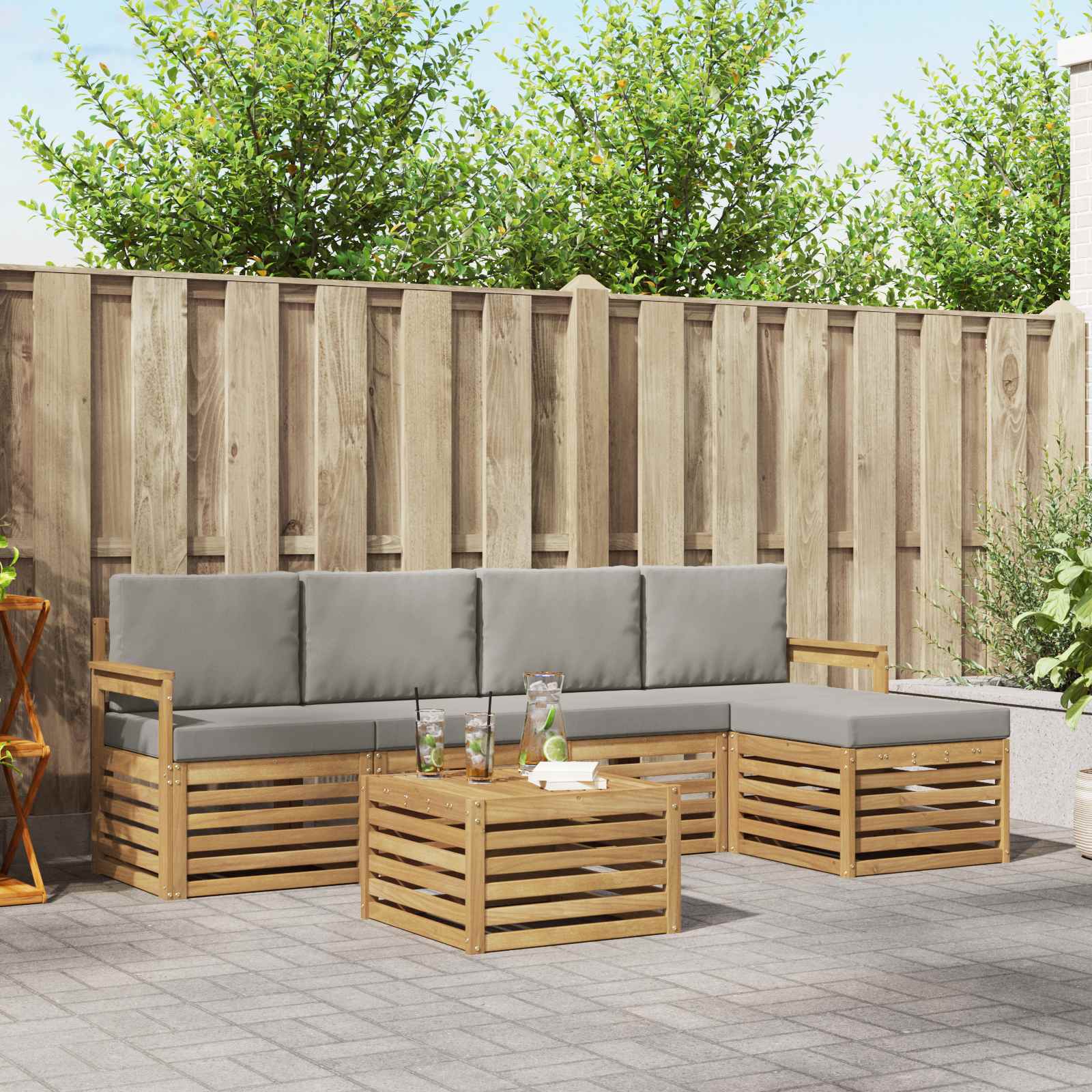 vidaXL Sofa-Sets 6 pcs Naturel Massief Acaciahout