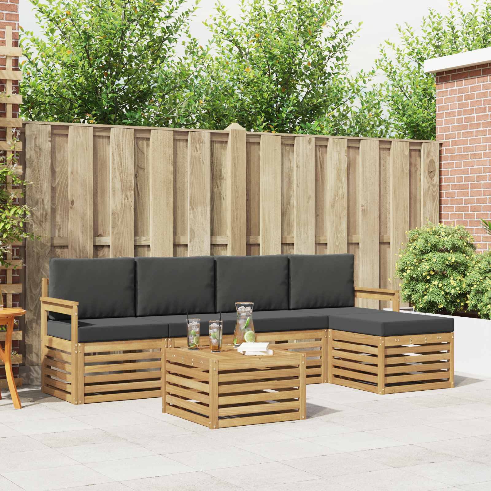 vidaXL Sofa-Sets 6 pcs Naturel Massief Acaciahout
