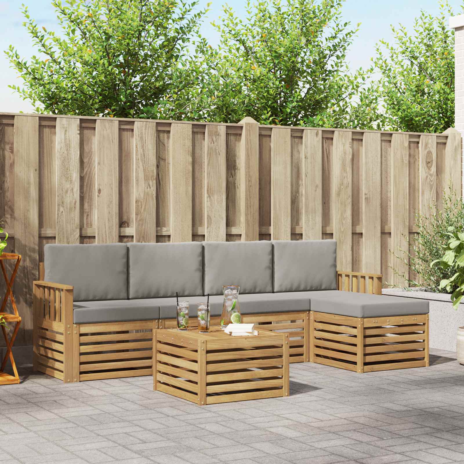 vidaXL Sofa-Sets 6 pcs Naturel Massief Acaciahout