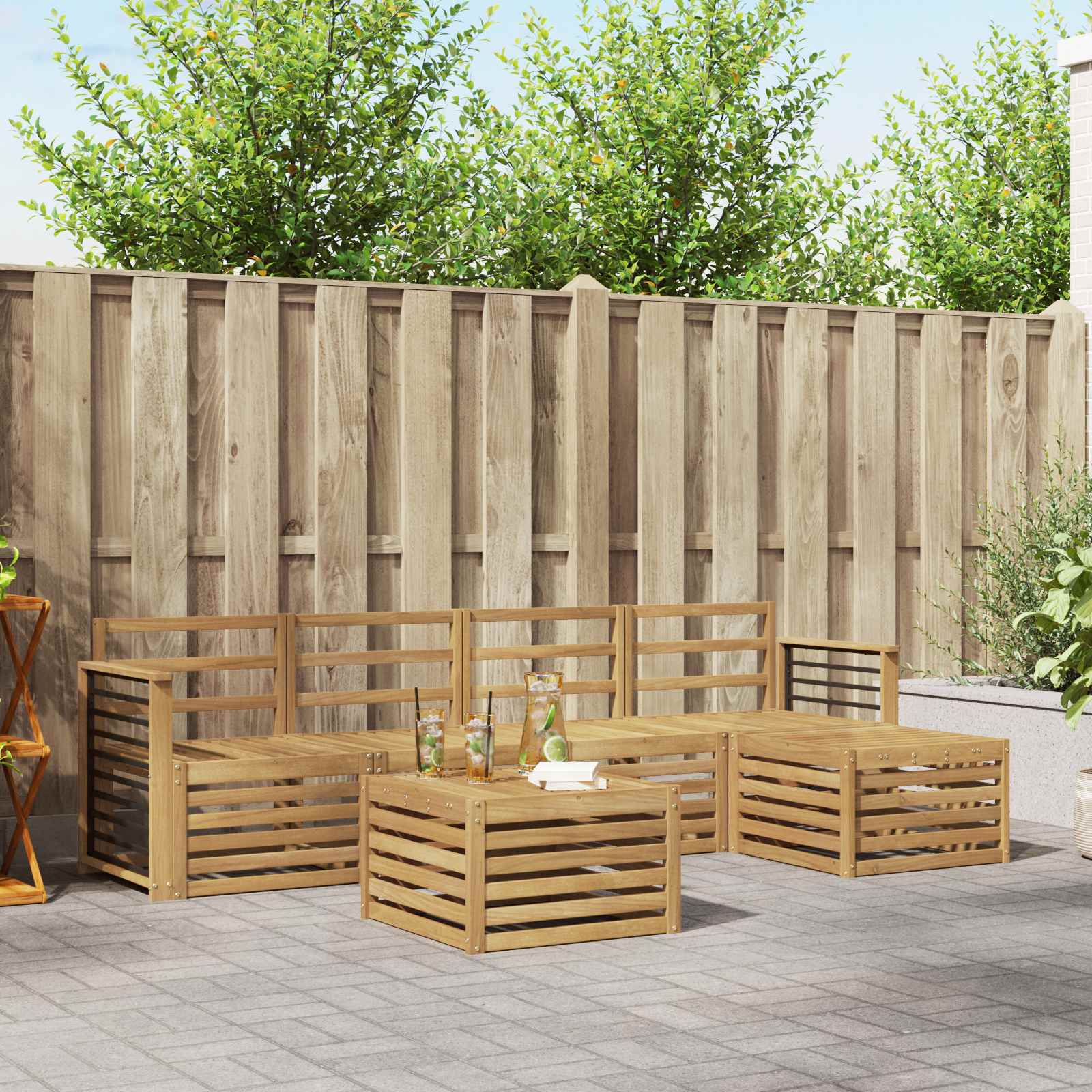 vidaXL Sofa-Sets 6 pcs Naturel Massief Acaciahout