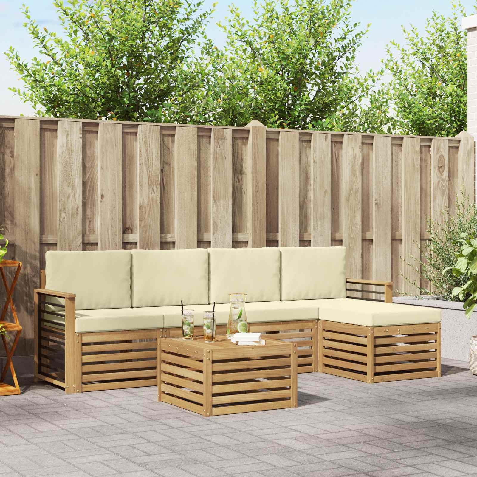 vidaXL Sofa-Sets 6 pcs Naturel Massief Acaciahout