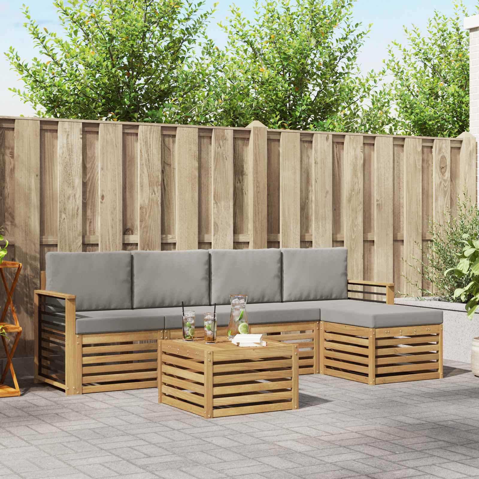 vidaXL Sofa-Sets 6 pcs Naturel Massief Acaciahout