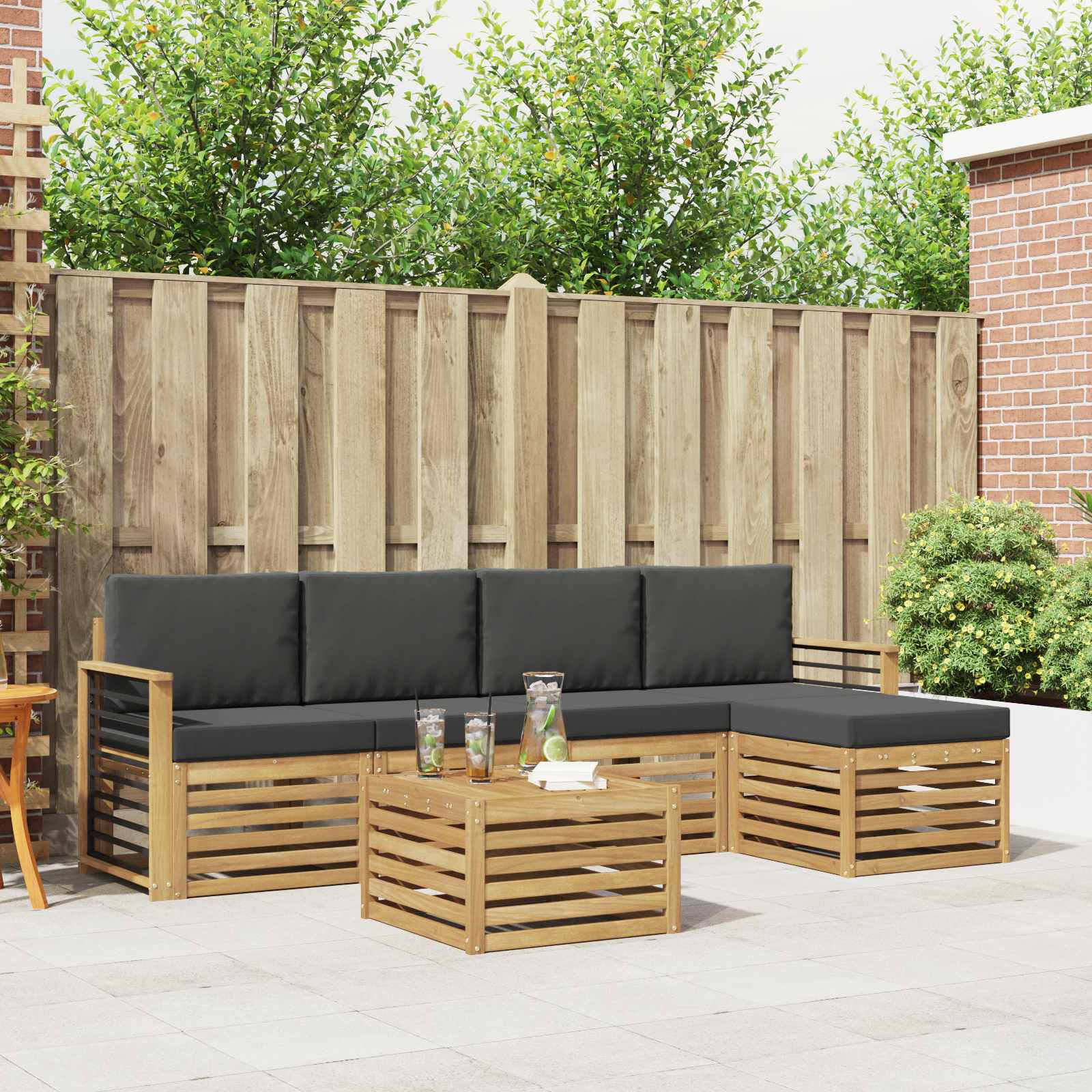 vidaXL Sofa-Sets 6 pcs Naturel Massief Acaciahout