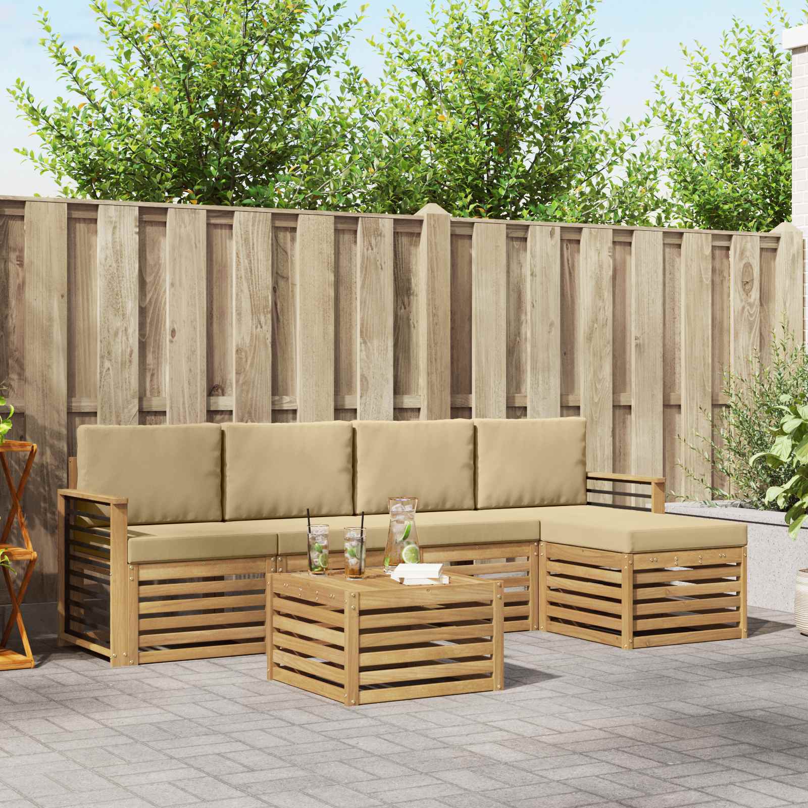 vidaXL Sofa-Sets 6 pcs Naturel Massief Acaciahout