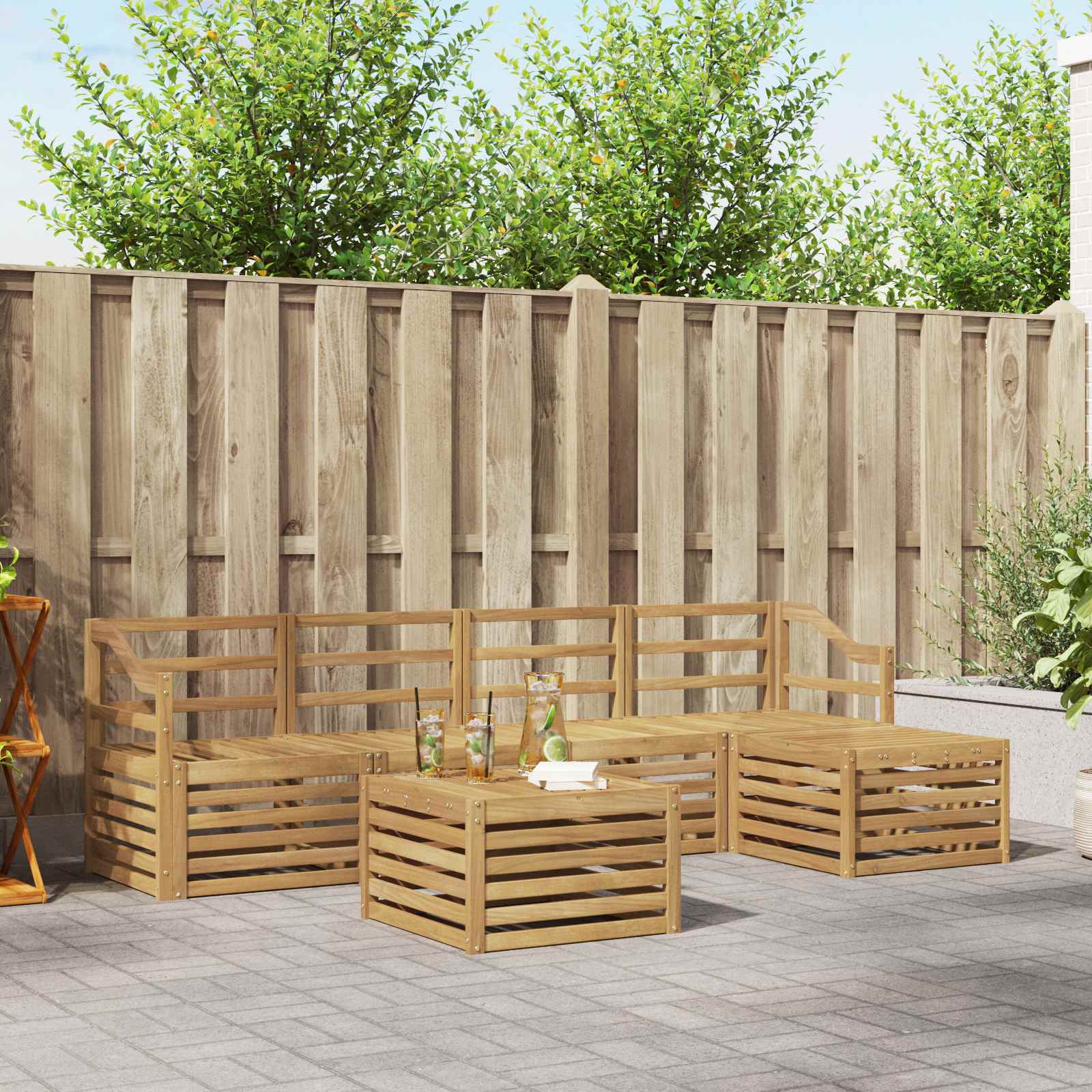 vidaXL Sofa-Sets 6 pcs Naturel Massief Acaciahout