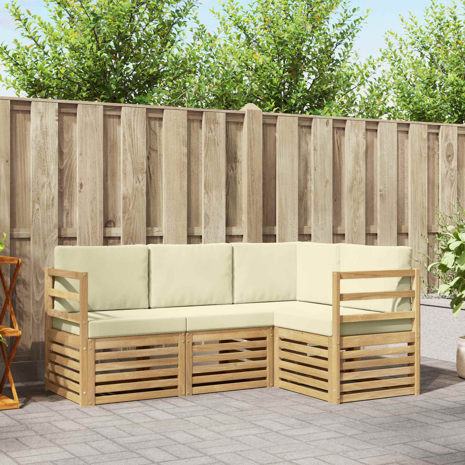 vidaXL Sofa-Sets 4 pcs Naturel Massief Acaciahout