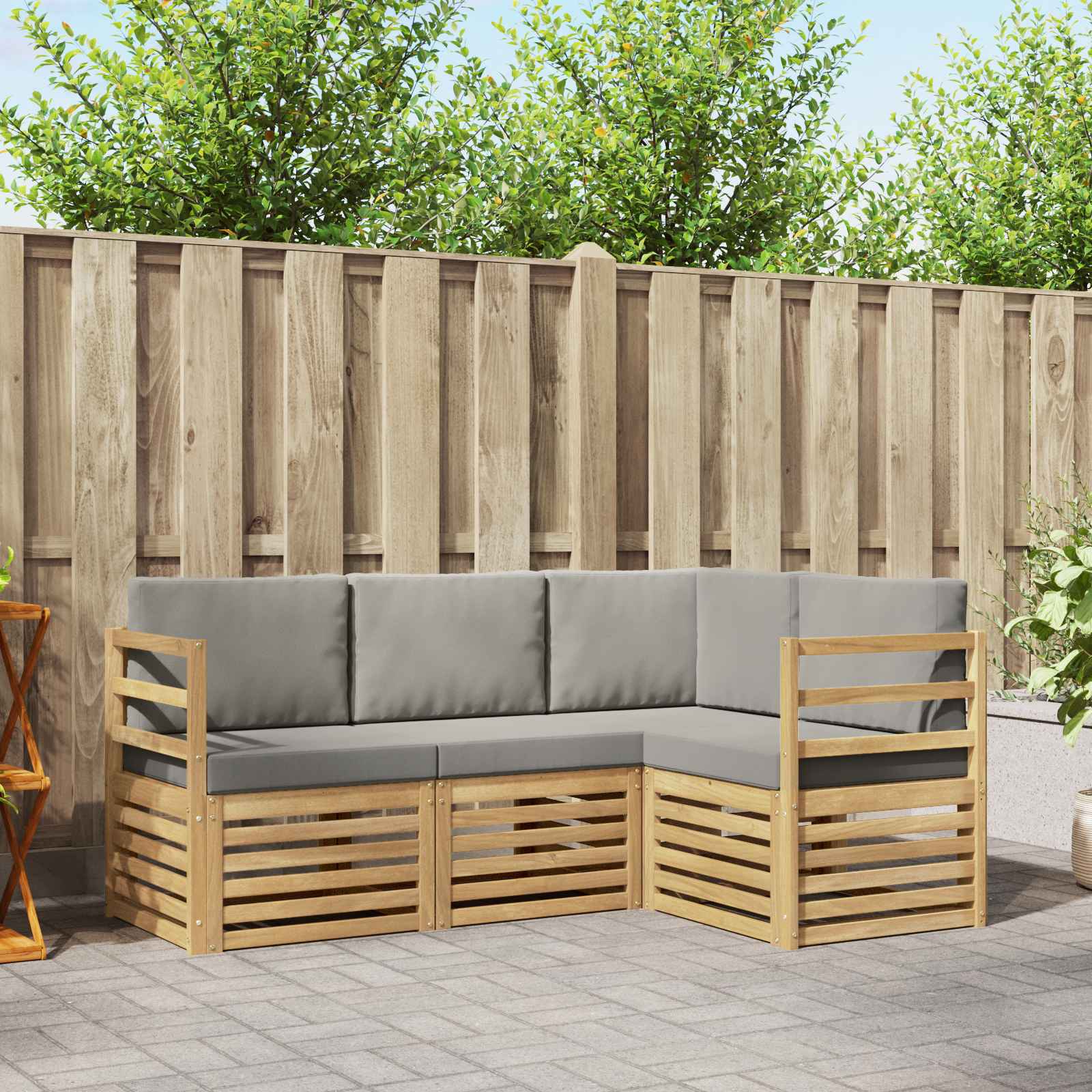 vidaXL Sofa-Sets 4 pcs Naturel Massief Acaciahout