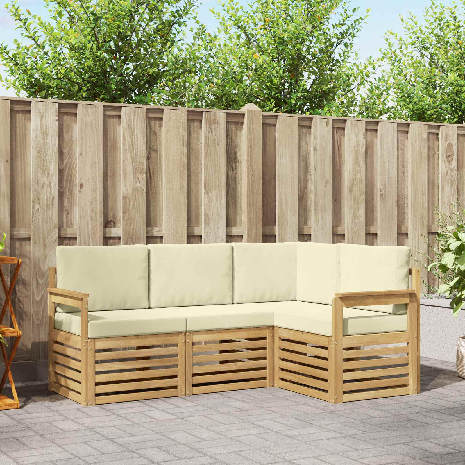 vidaXL Sofa-Sets 4 pcs Naturel Massief Acaciahout
