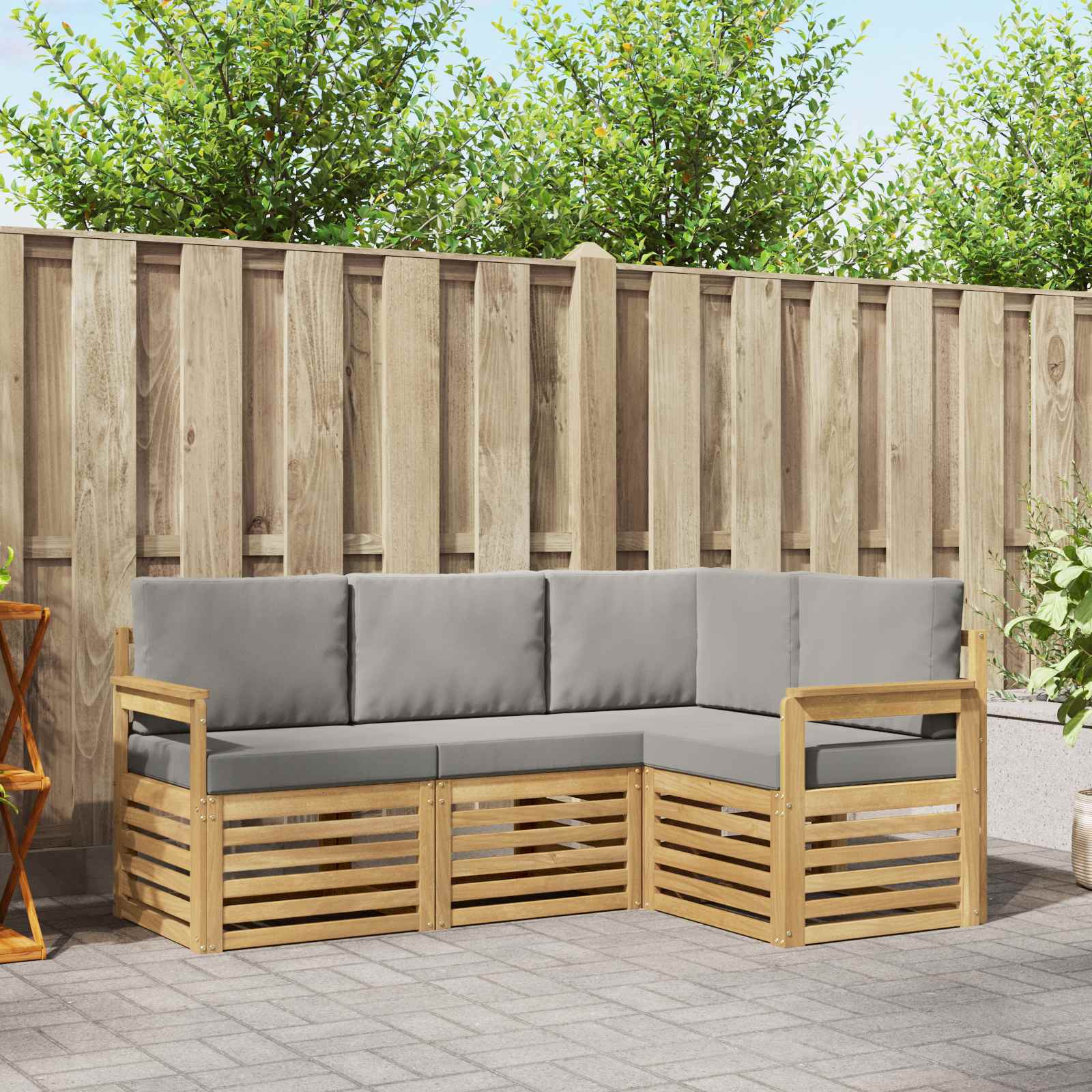 vidaXL Sofa-Sets 4 pcs Naturel Massief Acaciahout