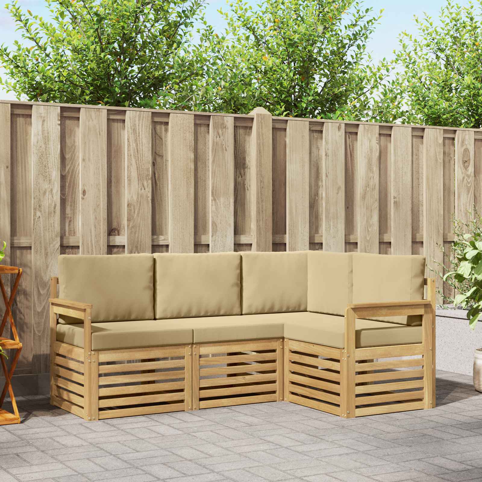 vidaXL Sofa-Sets 4 pcs Naturel Massief Acaciahout