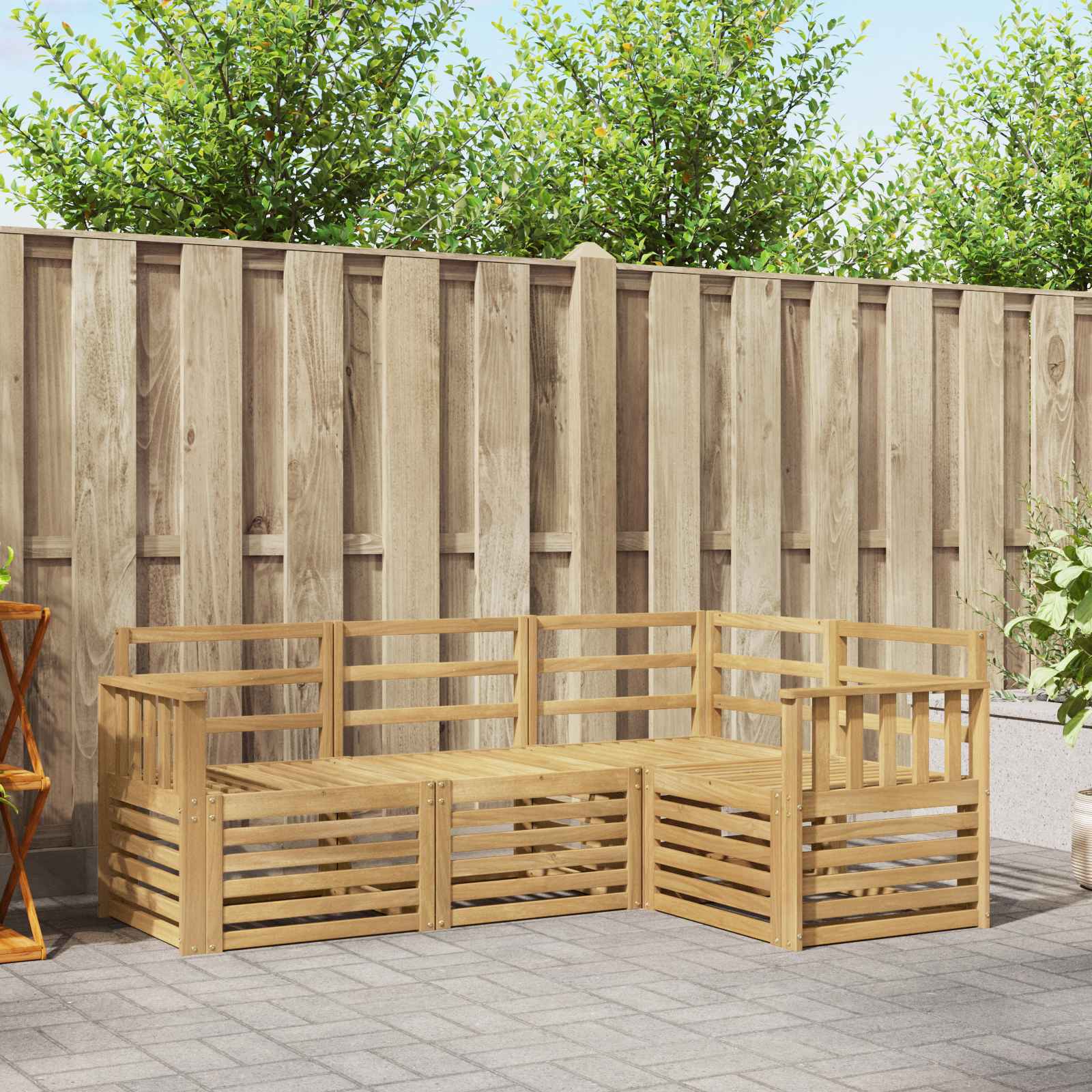 vidaXL Sofa-Sets 4 pcs Naturel Massief Acaciahout