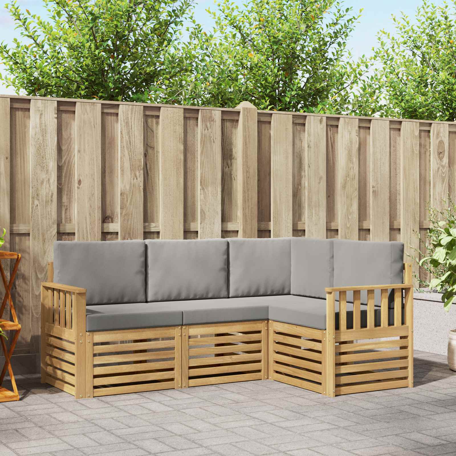 vidaXL Sofa-Sets 4 pcs Naturel Massief Acaciahout