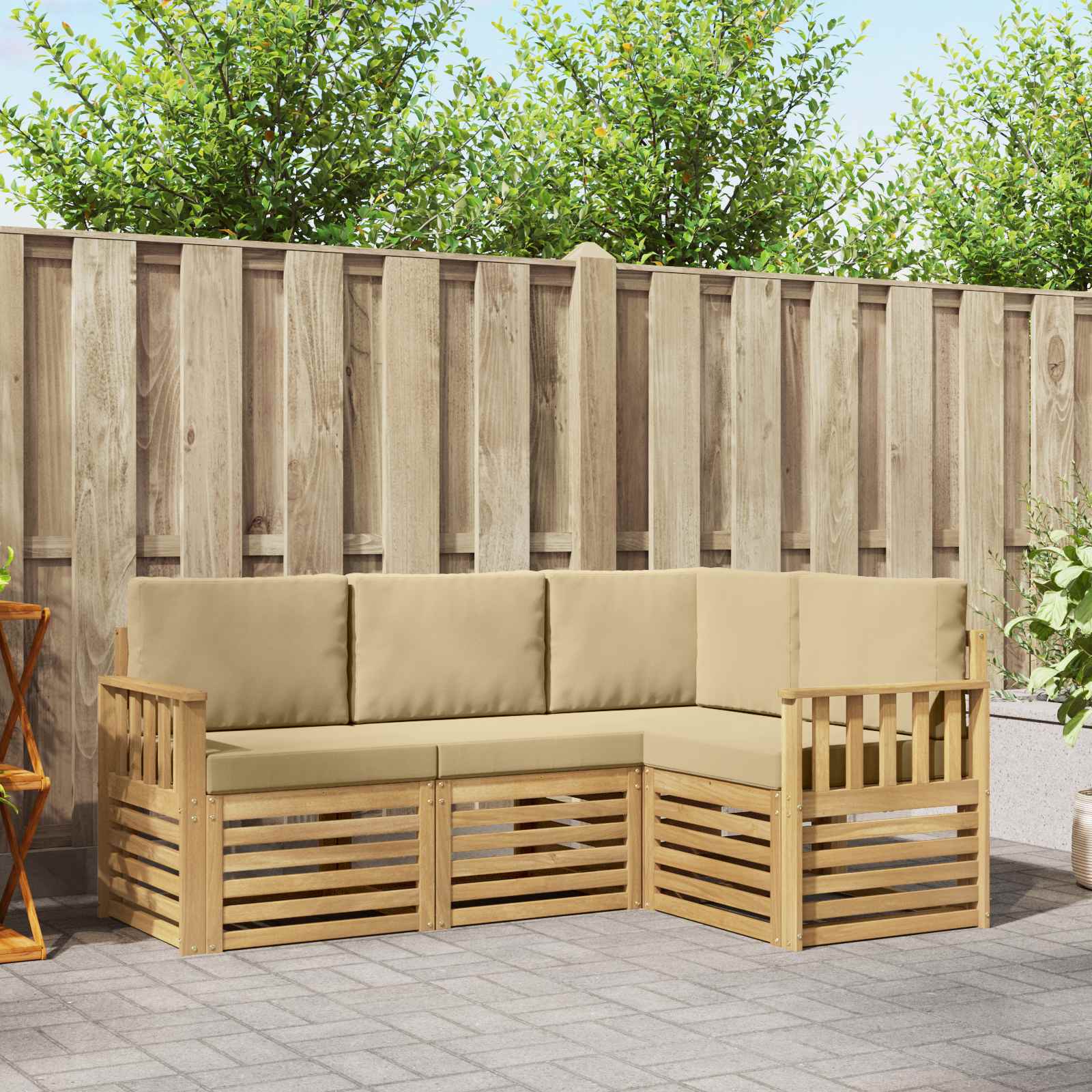 vidaXL Sofa-Sets 4 pcs Naturel Massief Acaciahout