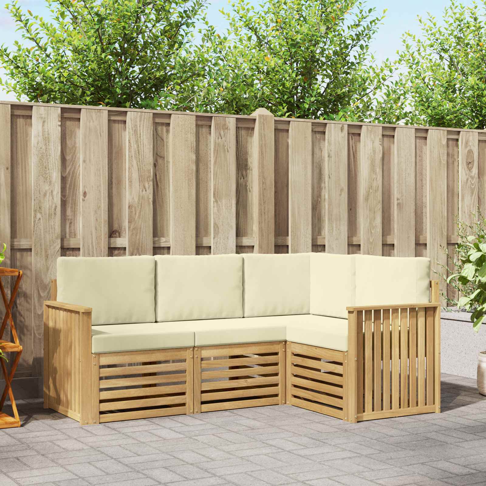 vidaXL Sofa-Sets 4 pcs Naturel Massief Acaciahout