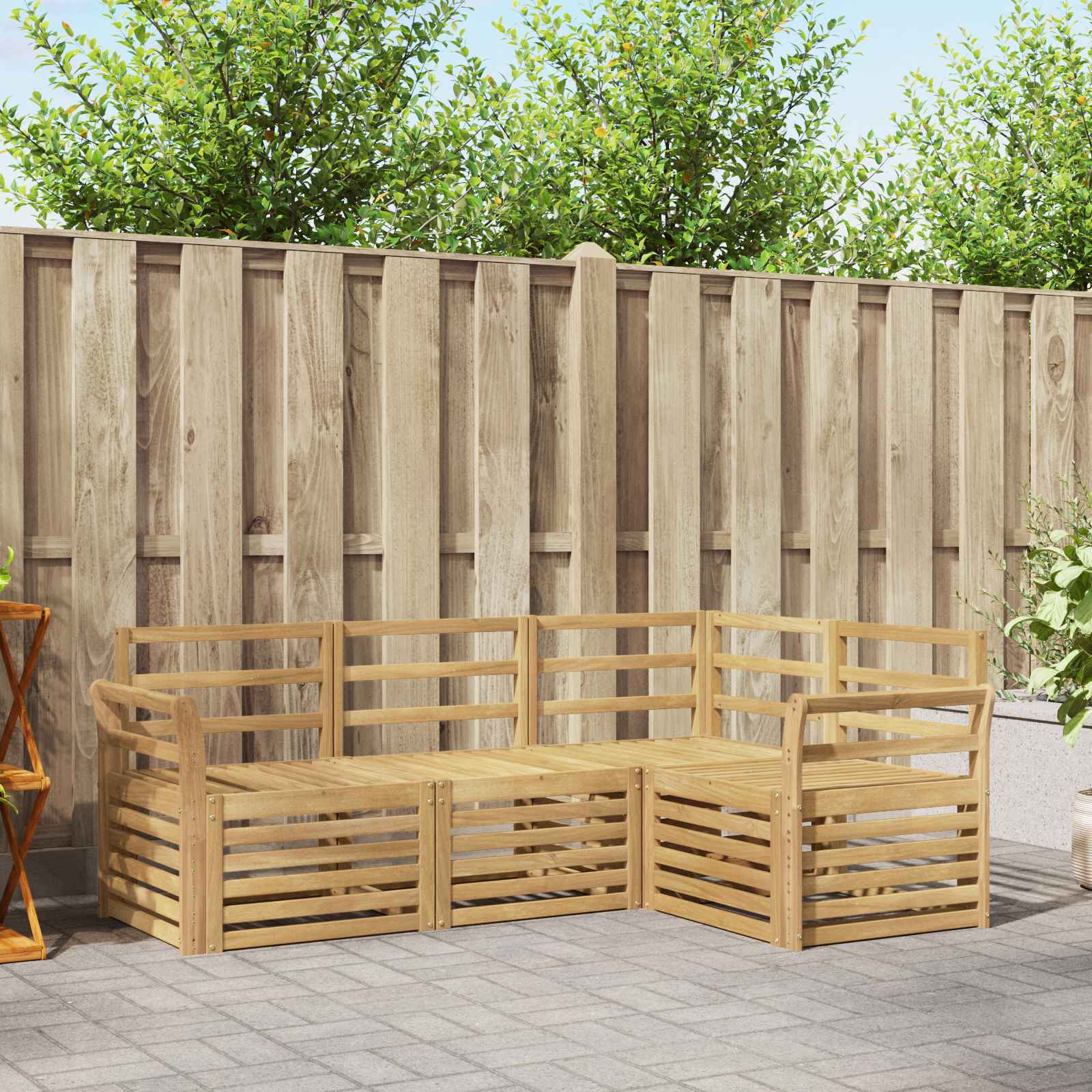 vidaXL Sofa-Sets 4 pcs Naturel Massief Acaciahout