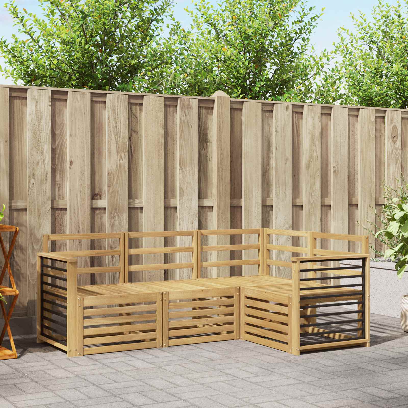 vidaXL Sofa-Sets 4 pcs Naturel Massief Acaciahout