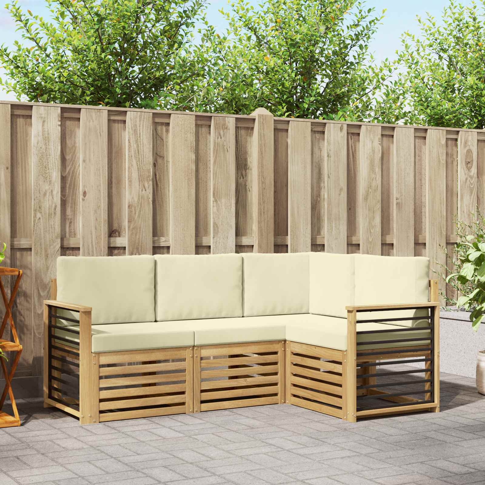 vidaXL Sofa-Sets 4 pcs Naturel Massief Acaciahout