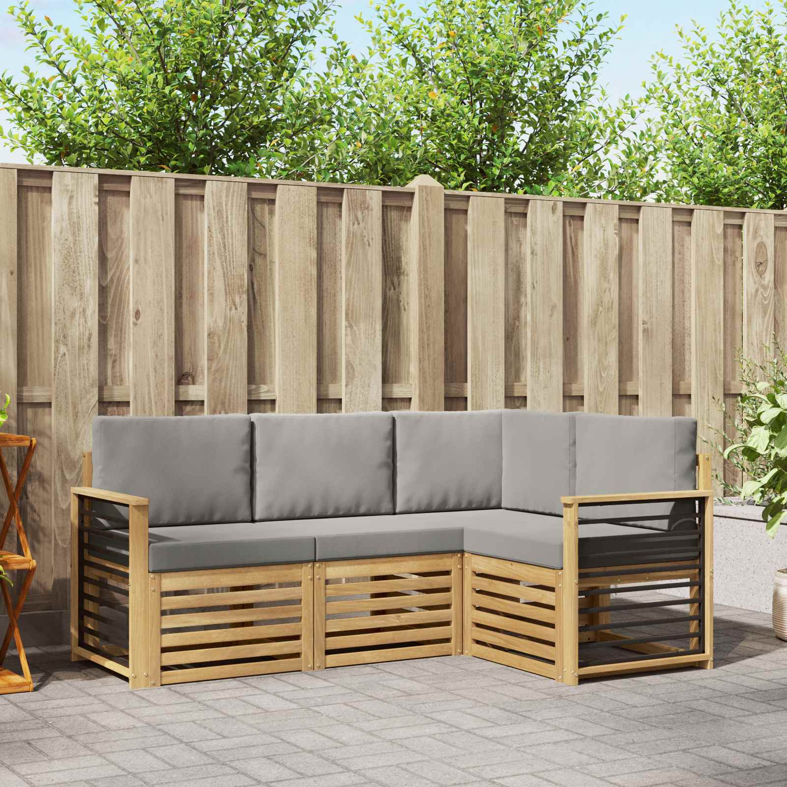 vidaXL Sofa-Sets 4 pcs Naturel Massief Acaciahout