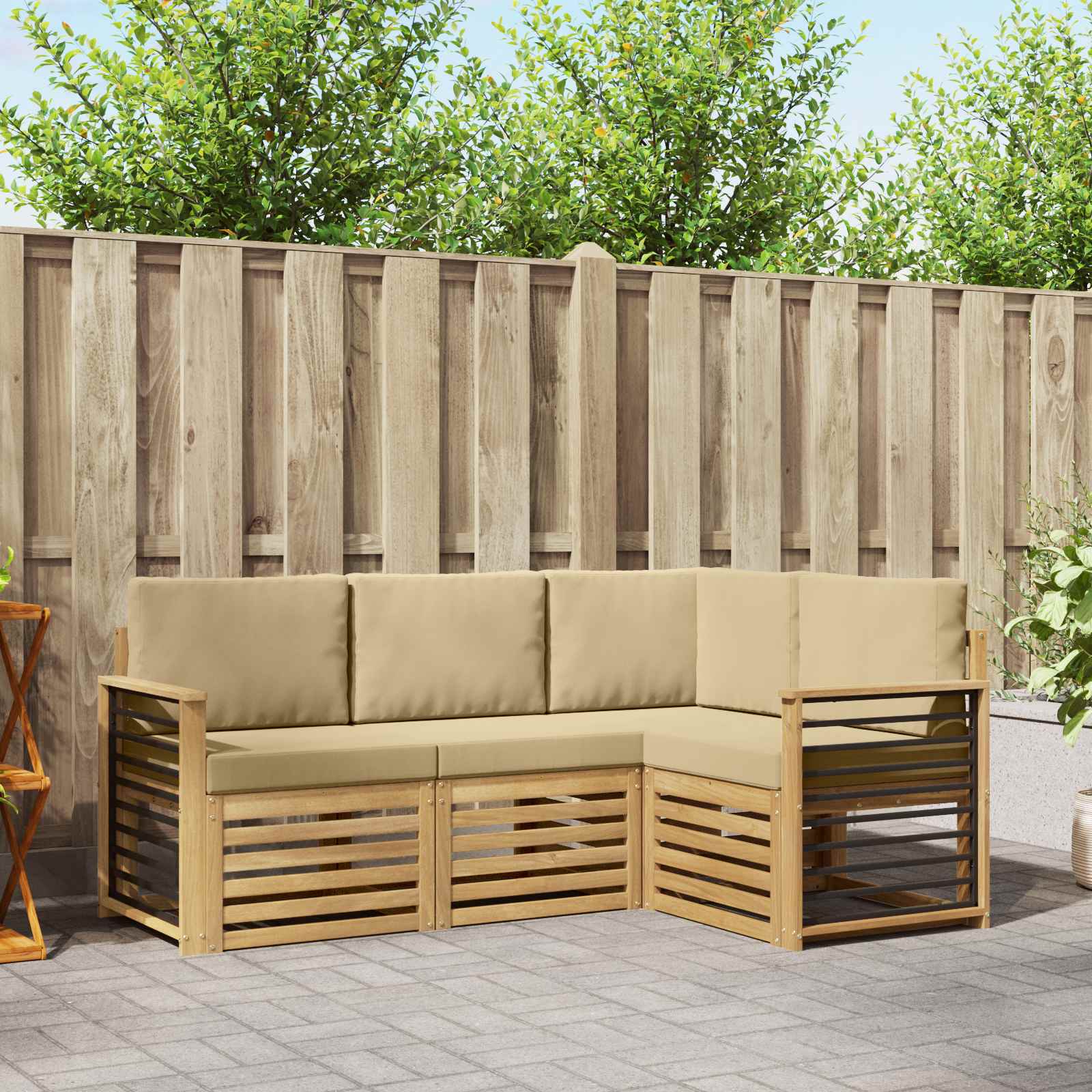 vidaXL Sofa-Sets 4 pcs Naturel Massief Acaciahout