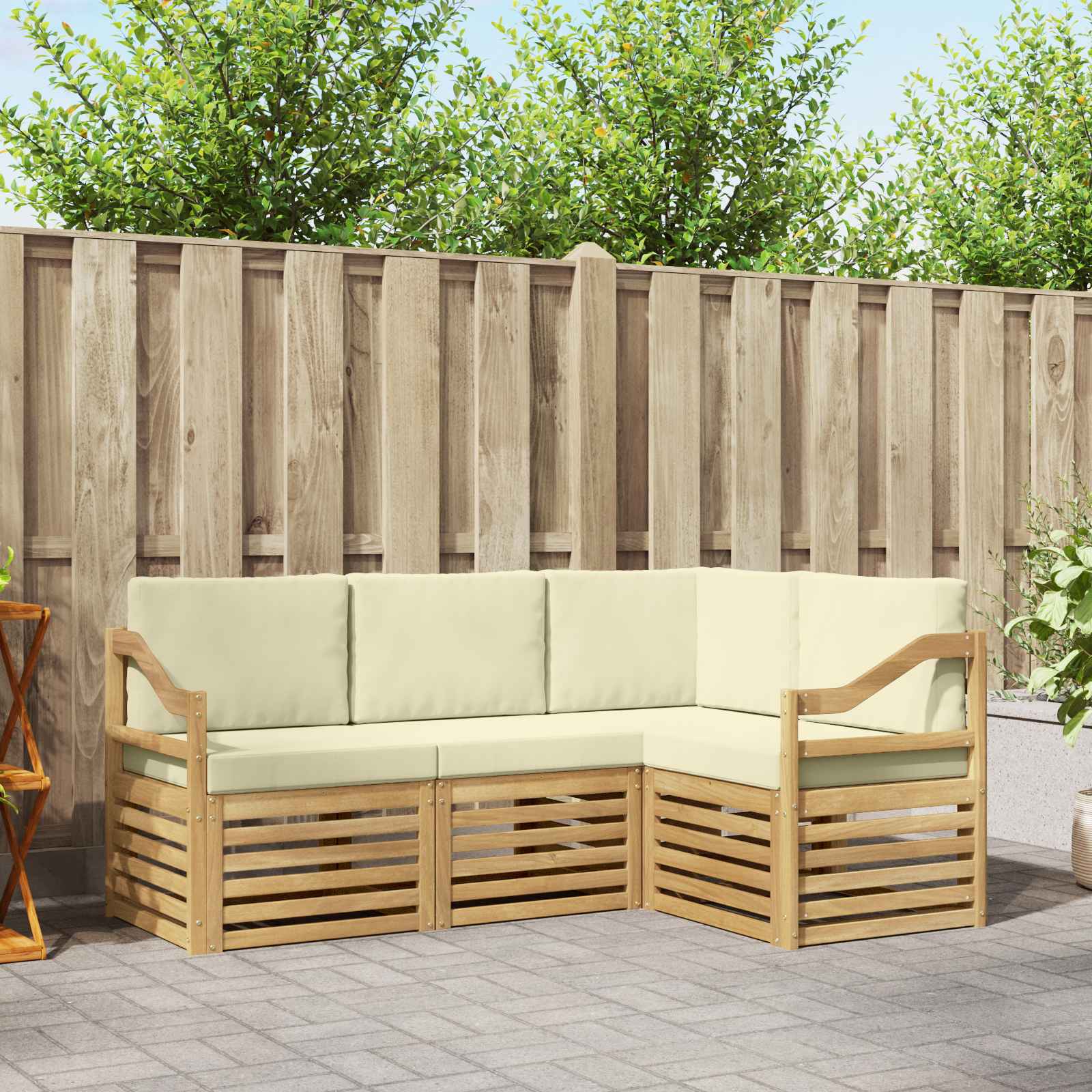vidaXL Sofa-Sets 4 pcs Naturel Massief Acaciahout