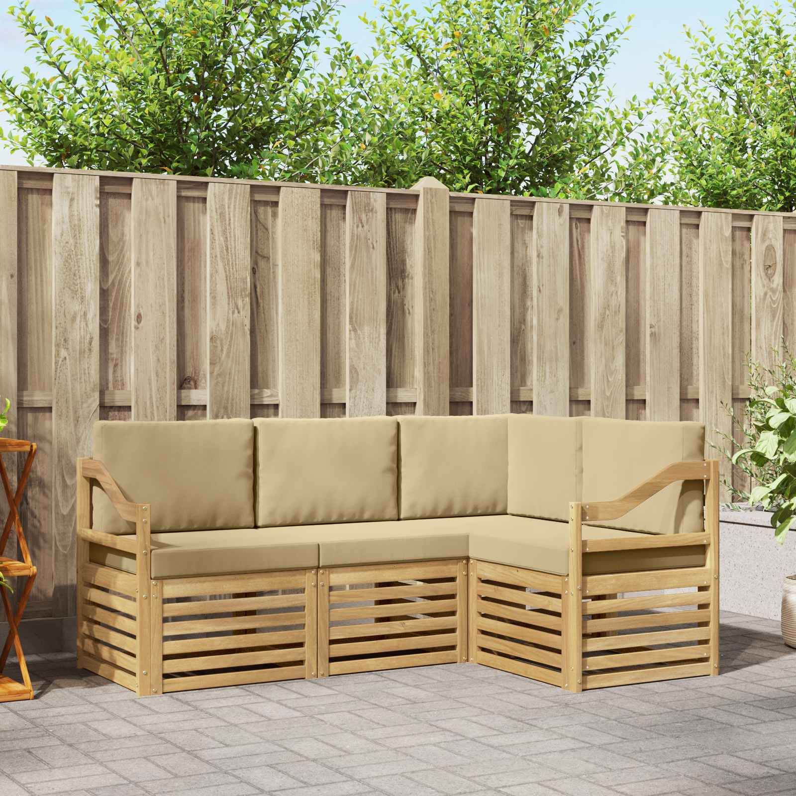 vidaXL Sofa-Sets 4 pcs Naturel Massief Acaciahout