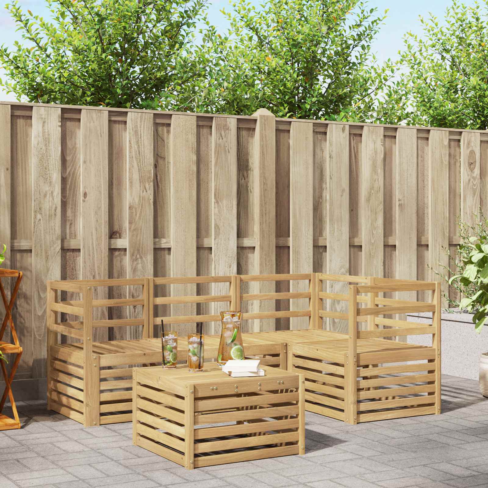 vidaXL Sofa-Sets 5 pcs Naturel Massief Acaciahout