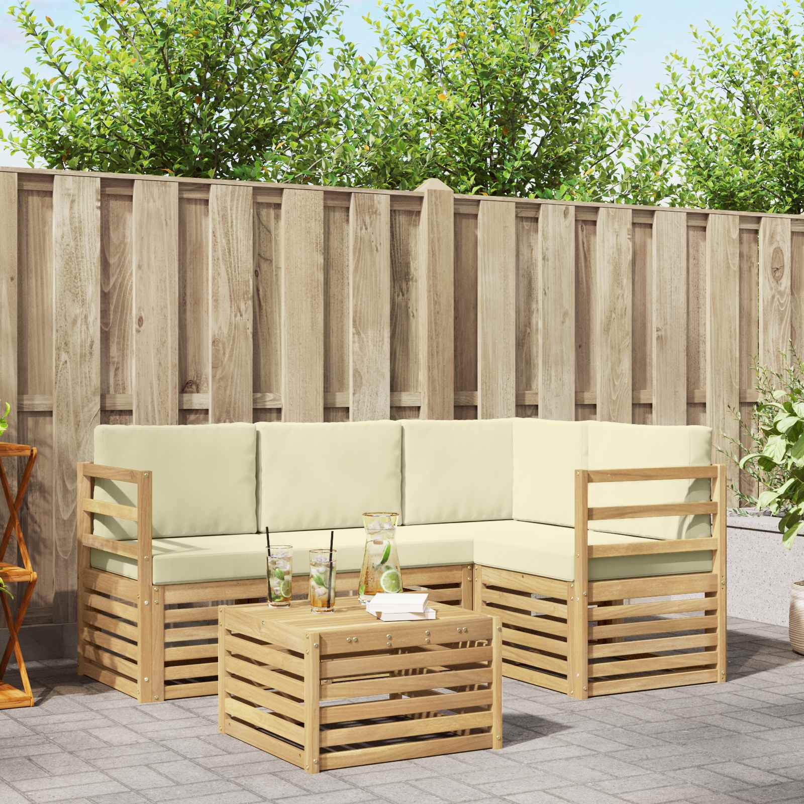 vidaXL Sofa-Sets 5 pcs Naturel Massief Acaciahout