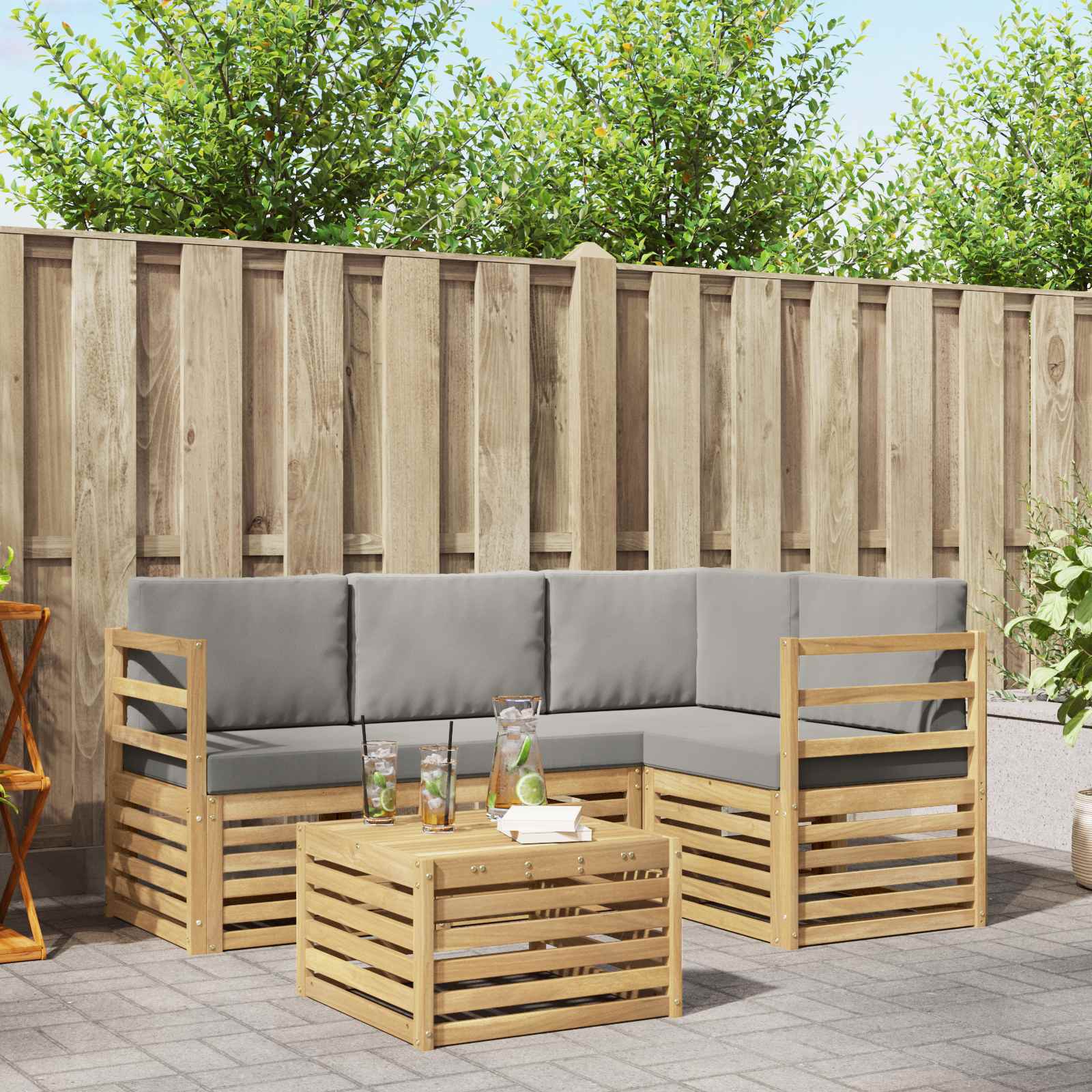 vidaXL Sofa-Sets 5 pcs Naturel Massief Acaciahout