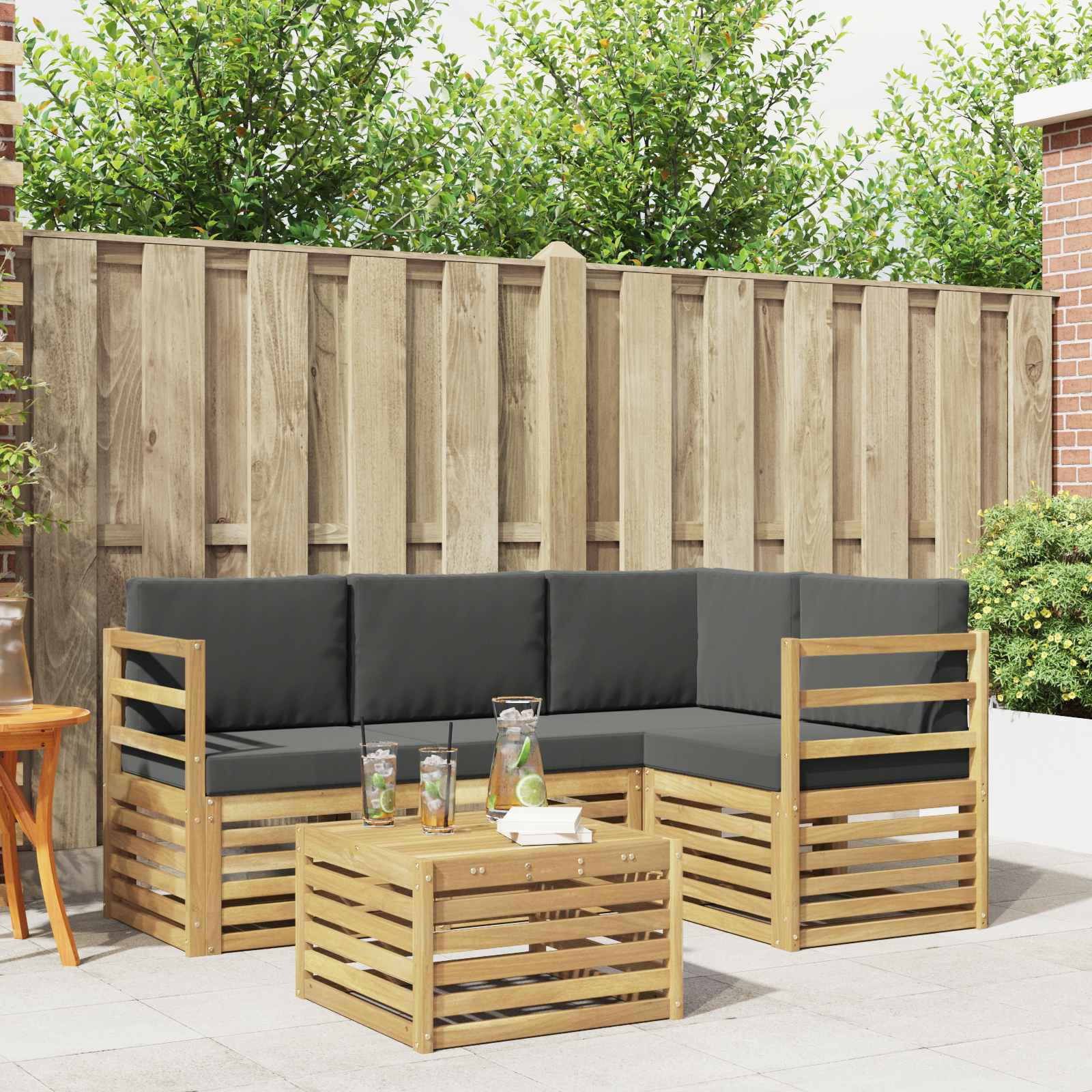 vidaXL Sofa-Sets 5 pcs Naturel Massief Acaciahout