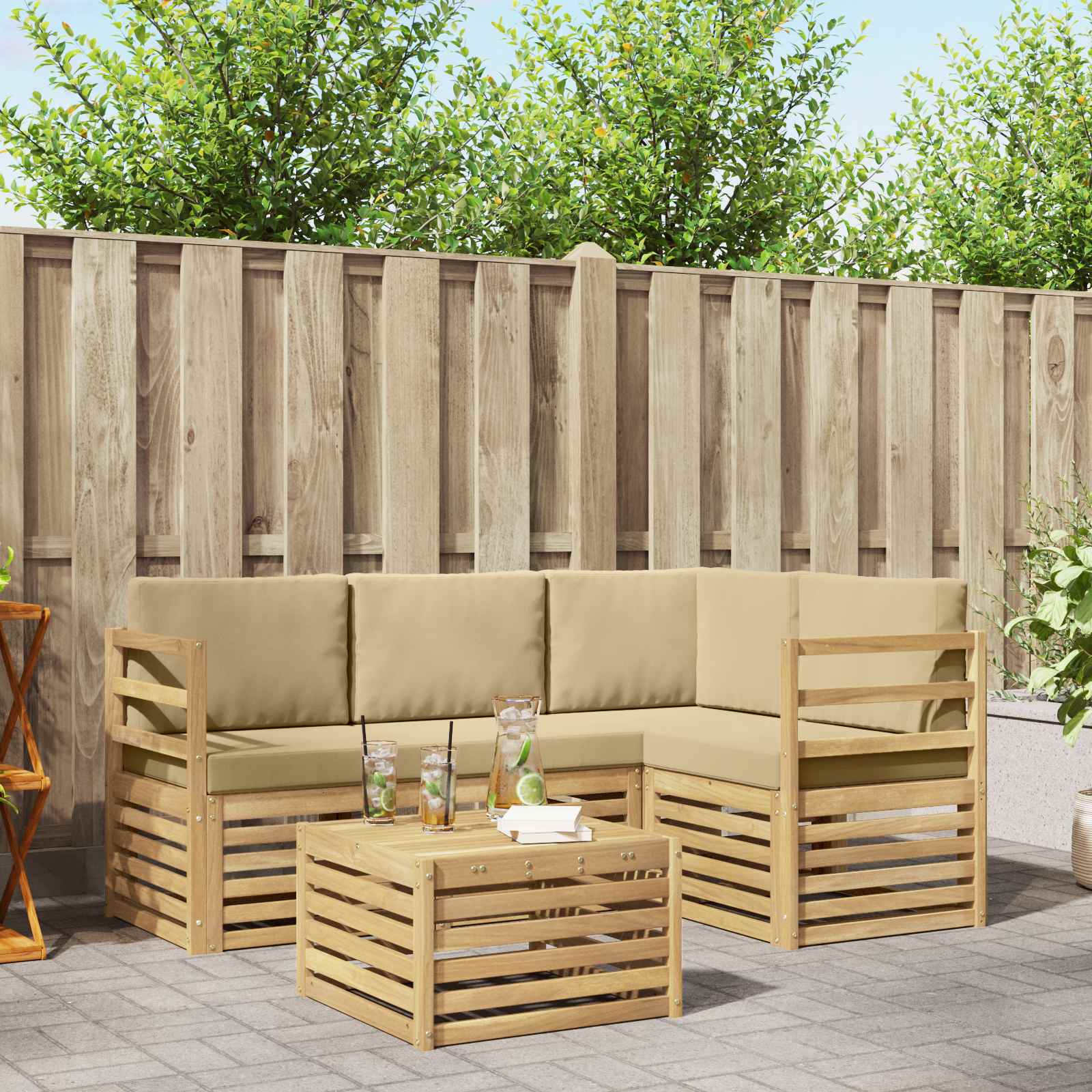vidaXL Sofa-Sets 5 pcs Naturel Massief Acaciahout