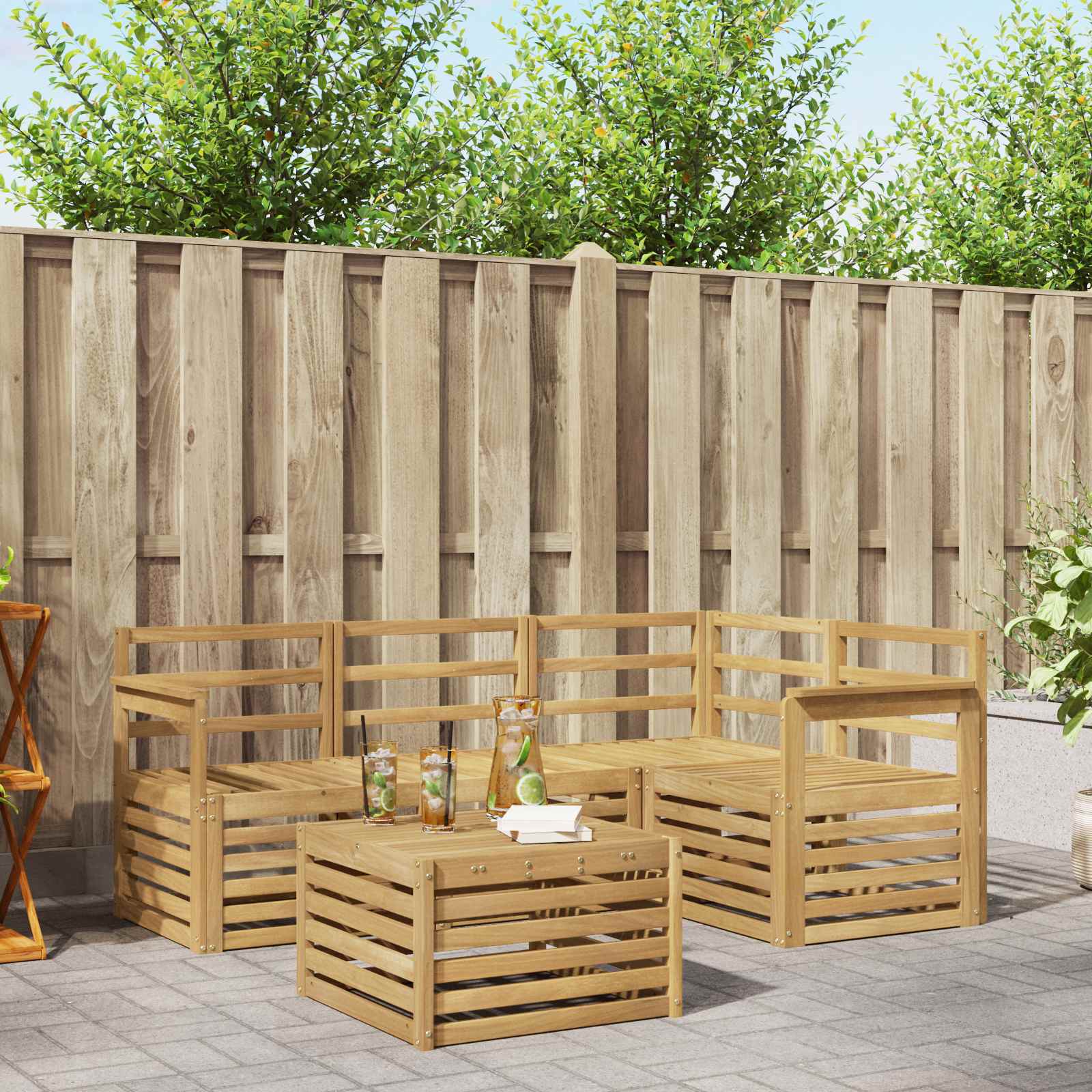 vidaXL Sofa-Sets 5 pcs Naturel Massief Acaciahout