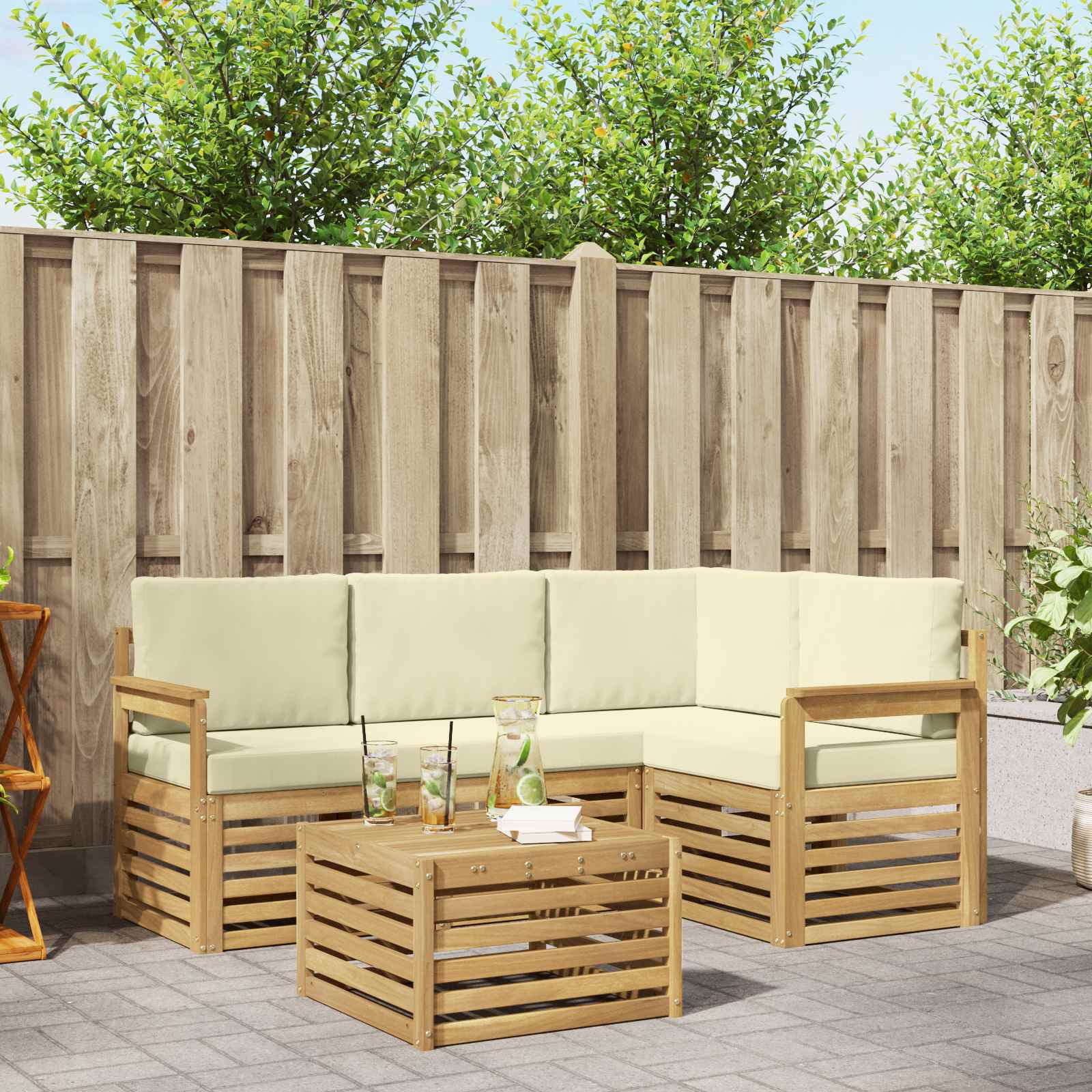 vidaXL Sofa-Sets 5 pcs Naturel Massief Acaciahout