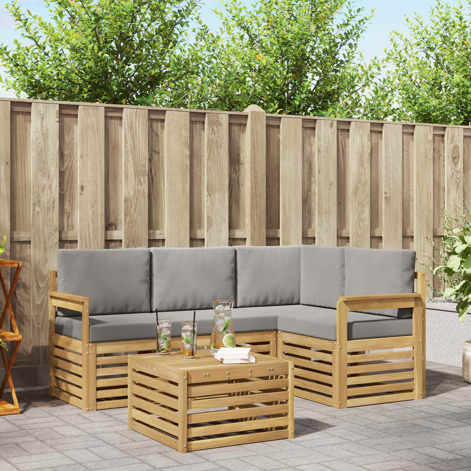 vidaXL Sofa-Sets 5 pcs Naturel Massief Acaciahout