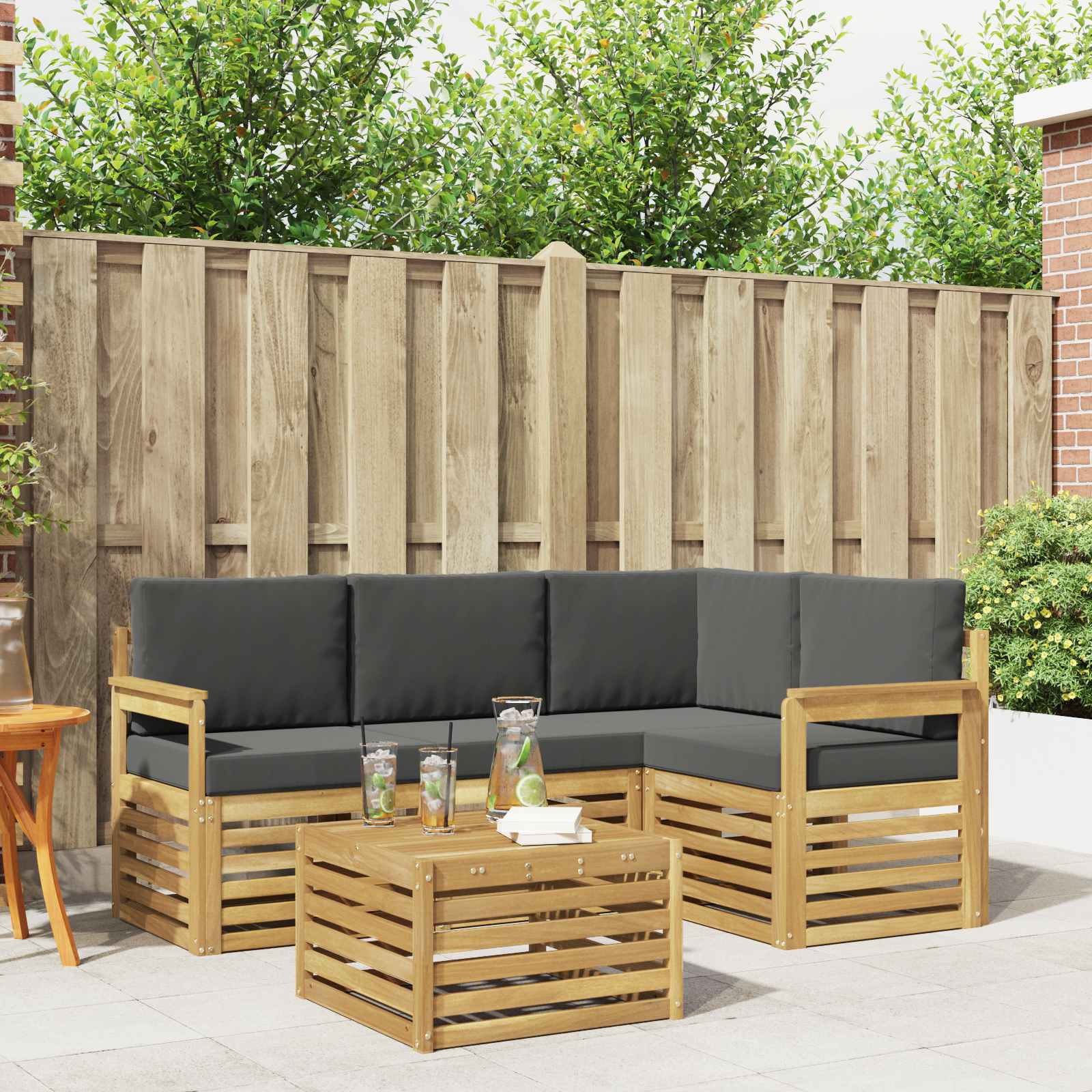 vidaXL Sofa-Sets 5 pcs Naturel Massief Acaciahout