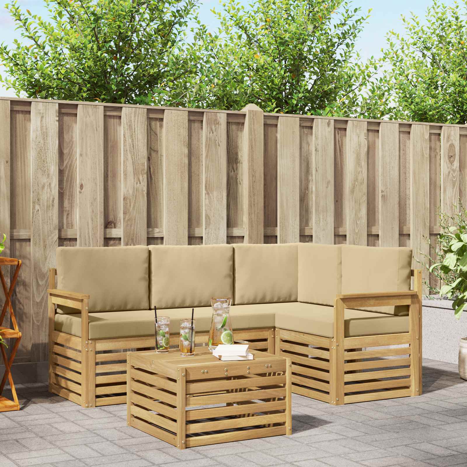 vidaXL Sofa-Sets 5 pcs Naturel Massief Acaciahout
