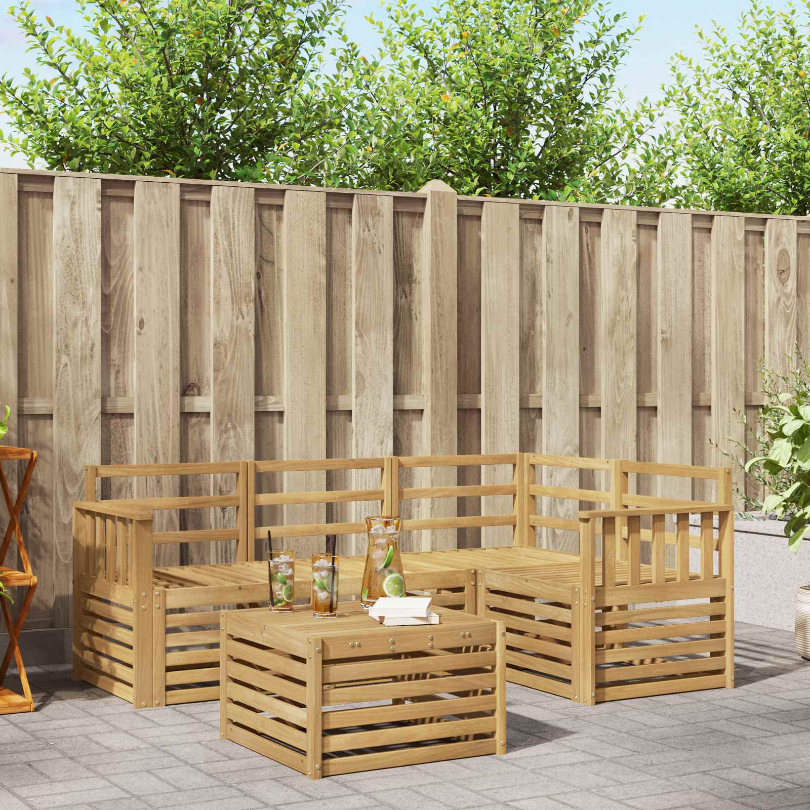vidaXL Sofa-Sets 5 pcs Naturel Massief Acaciahout